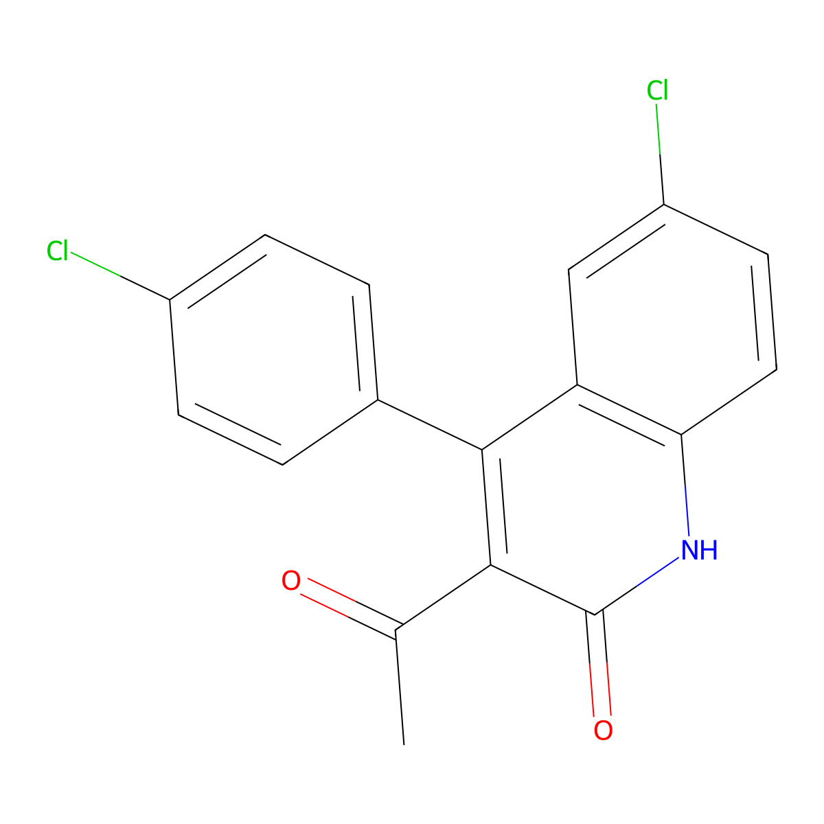 3-acetyl-6-chloro-4-(4-chlorophenyl)quinolin-2(1H)-one molecular structure, CAS 1283108-77-9