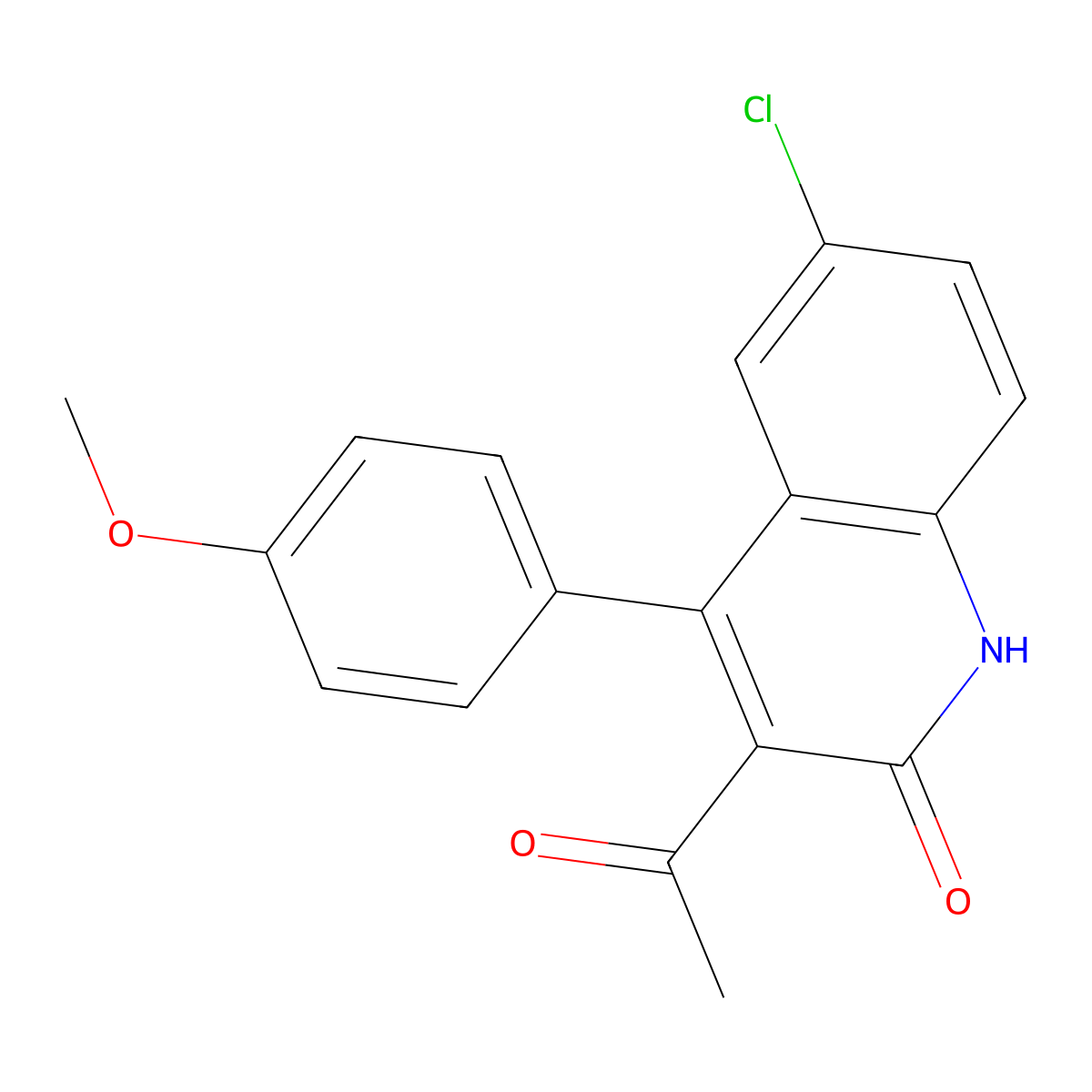 3-acetyl-6-chloro-4-(4-methoxyphenyl)quinolin-2(1H)-one molecular structure, CAS 1283108-79-1