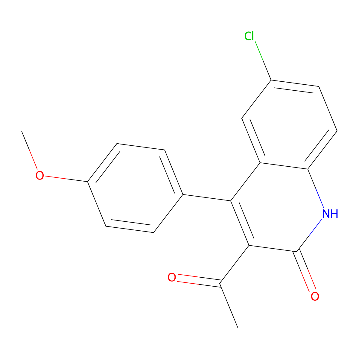 3-acetyl-6-chloro-4-(4-methoxyphenyl)quinolin-2(1H)-one molecular structure, CAS 1283108-79-1