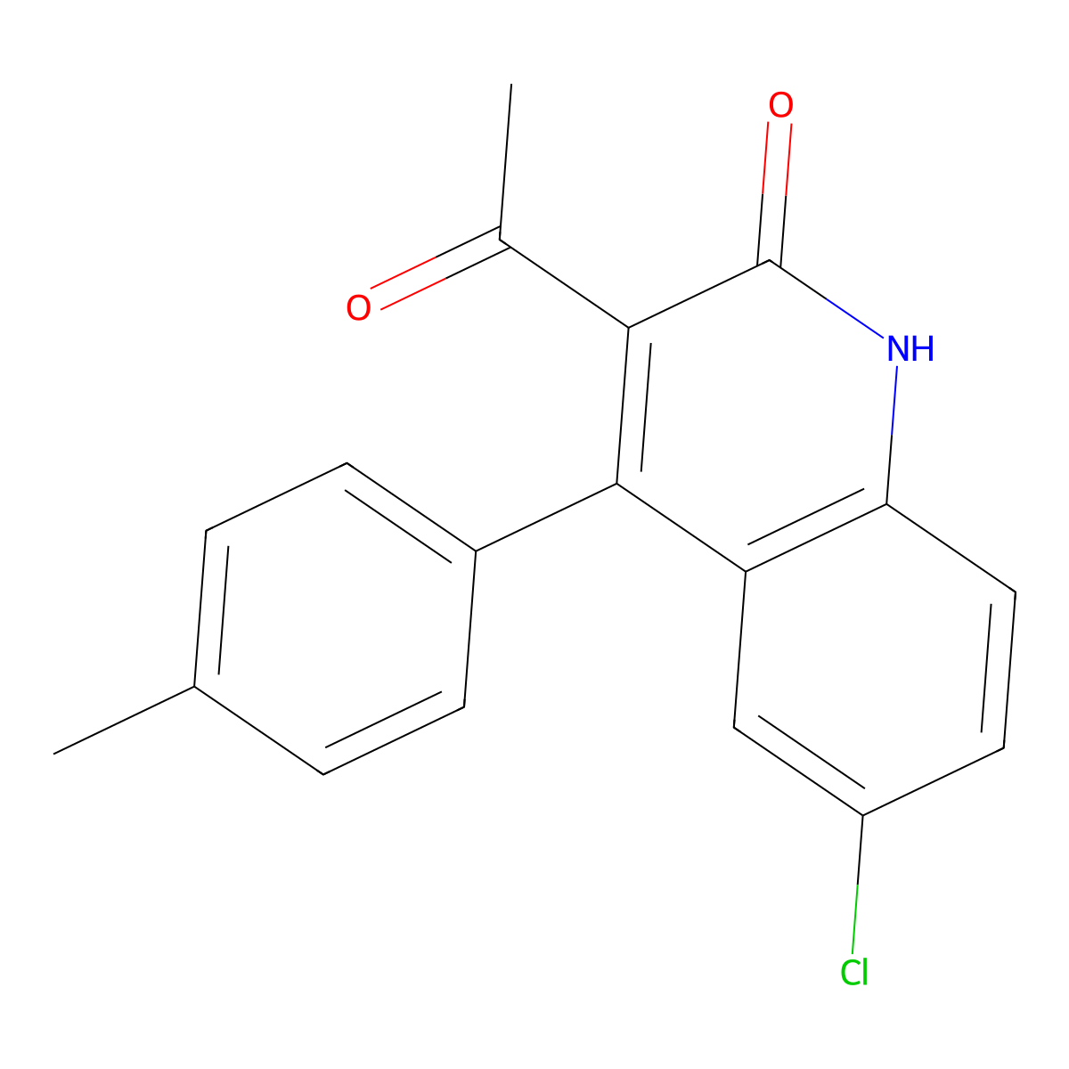 3-acetyl-6-chloro-4-(4-methylphenyl)quinolin-2(1H)-one molecular structure, CAS 1283108-80-4