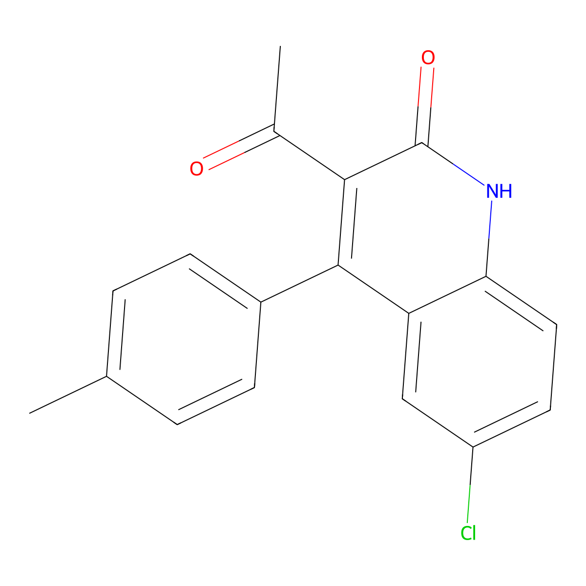 3-acetyl-6-chloro-4-(4-methylphenyl)quinolin-2(1H)-one molecular structure, CAS 1283108-80-4