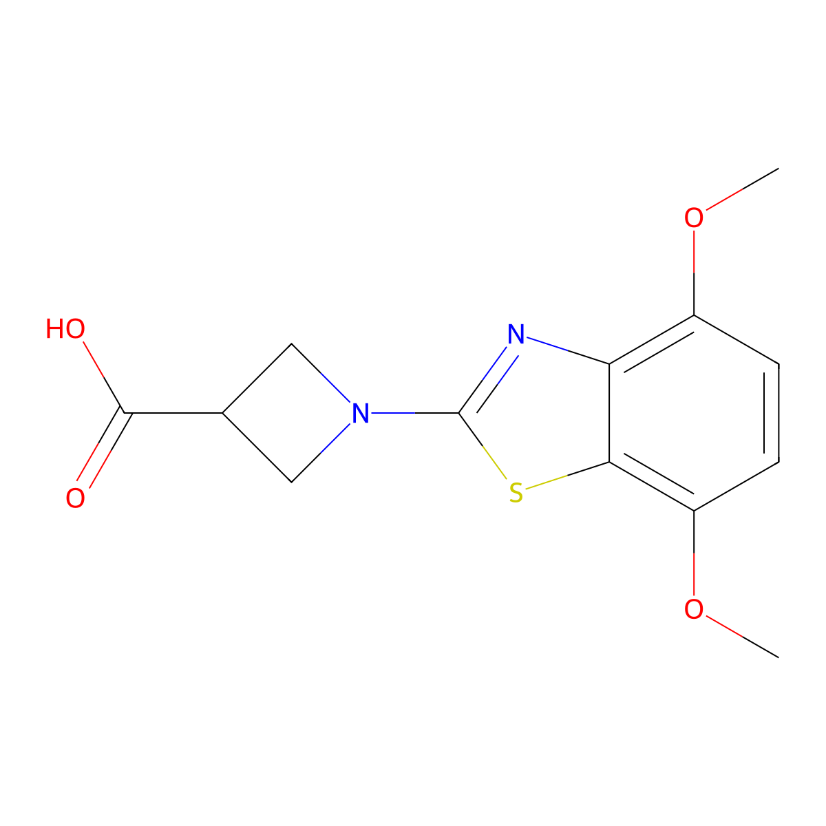 1-(4,7-Dimethoxy-1,3-benzothiazol-2-yl)azetidine-3-carboxylic acid molecular structure, CAS 1283108-86-0