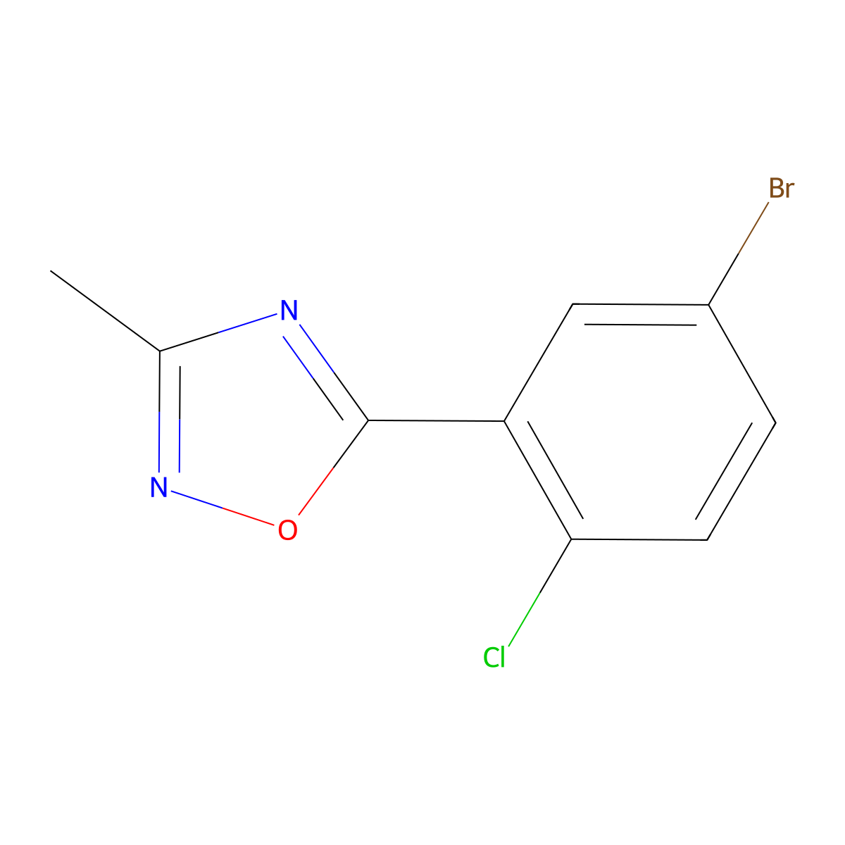 5-(5-Bromo-2-chlorophenyl)-3-methyl-1,2,4-oxadiazole molecular structure, CAS 1283108-88-2