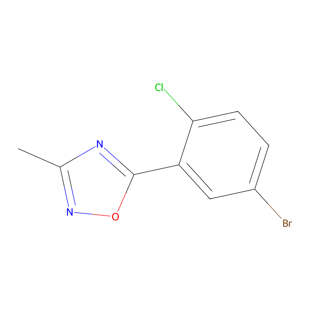 5-(5-Bromo-2-chlorophenyl)-3-methyl-1,2,4-oxadiazole molecular structure, CAS 1283108-88-2