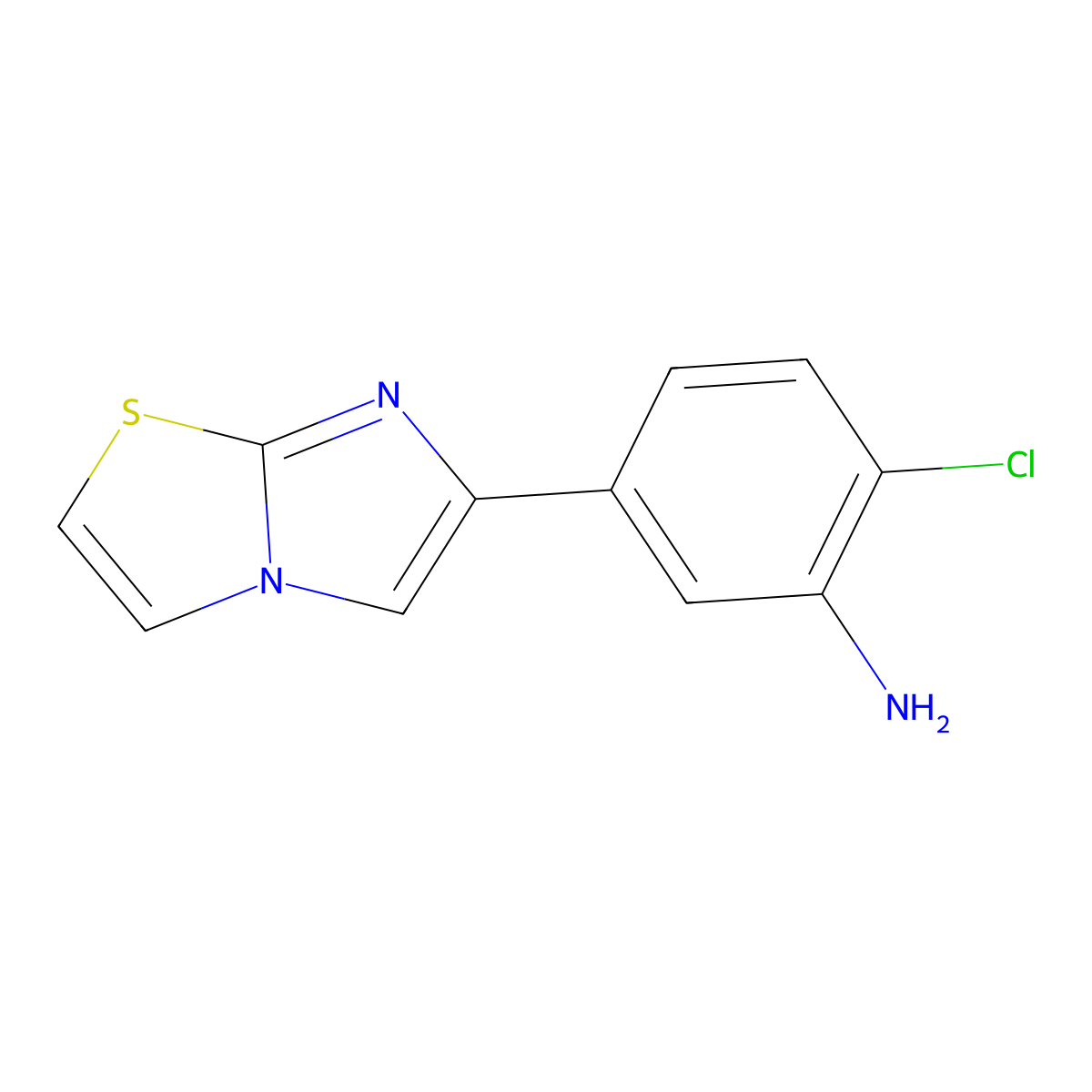 (2-Chloro-5-imidazo[2,1-b][1,3]thiazol-6-ylphenyl)amine molecular structure, CAS 1283108-92-8
