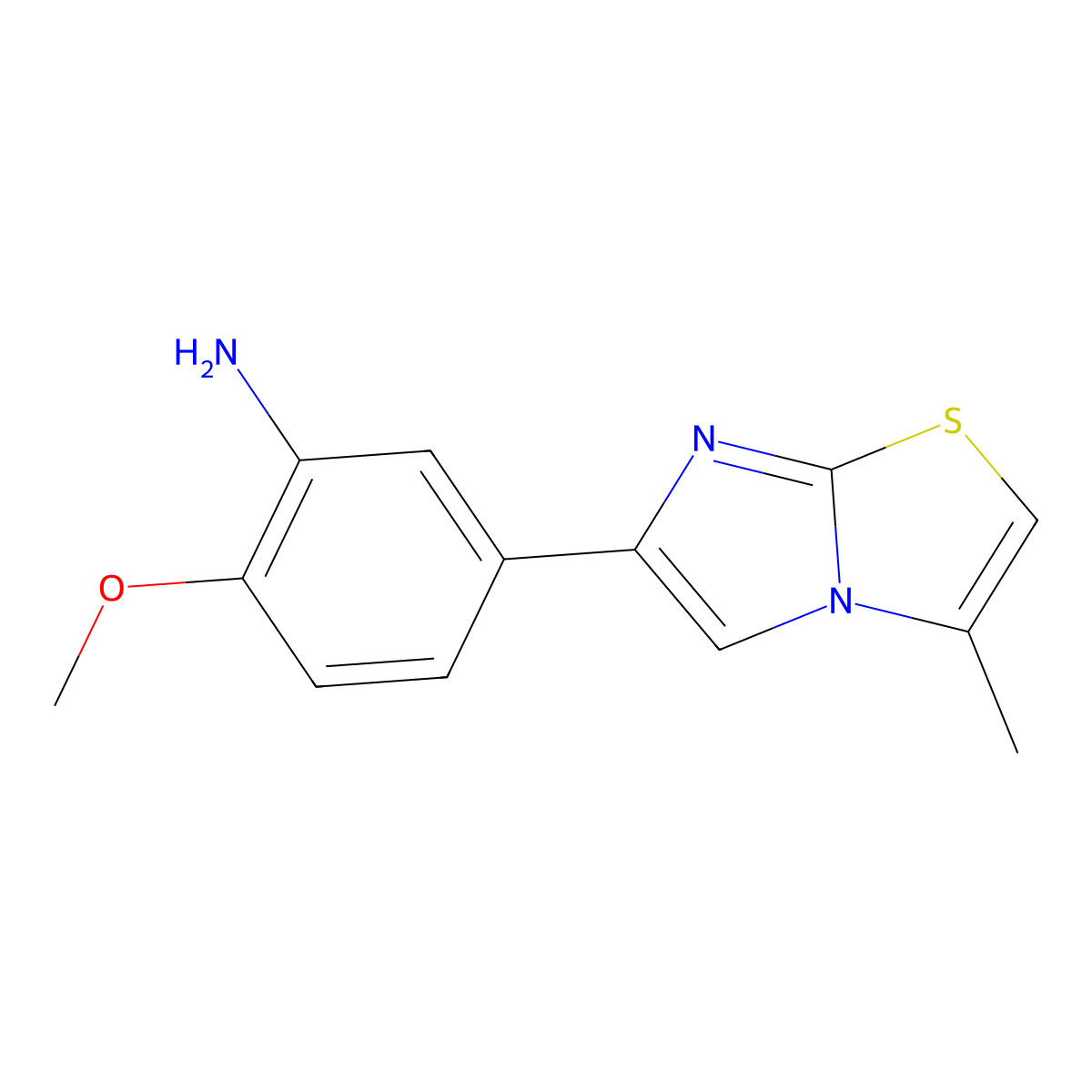2-Methoxy-5-{3-methylimidazo[2,1-b][1,3]thiazol-6-yl}aniline molecular structure, CAS 1283108-93-9