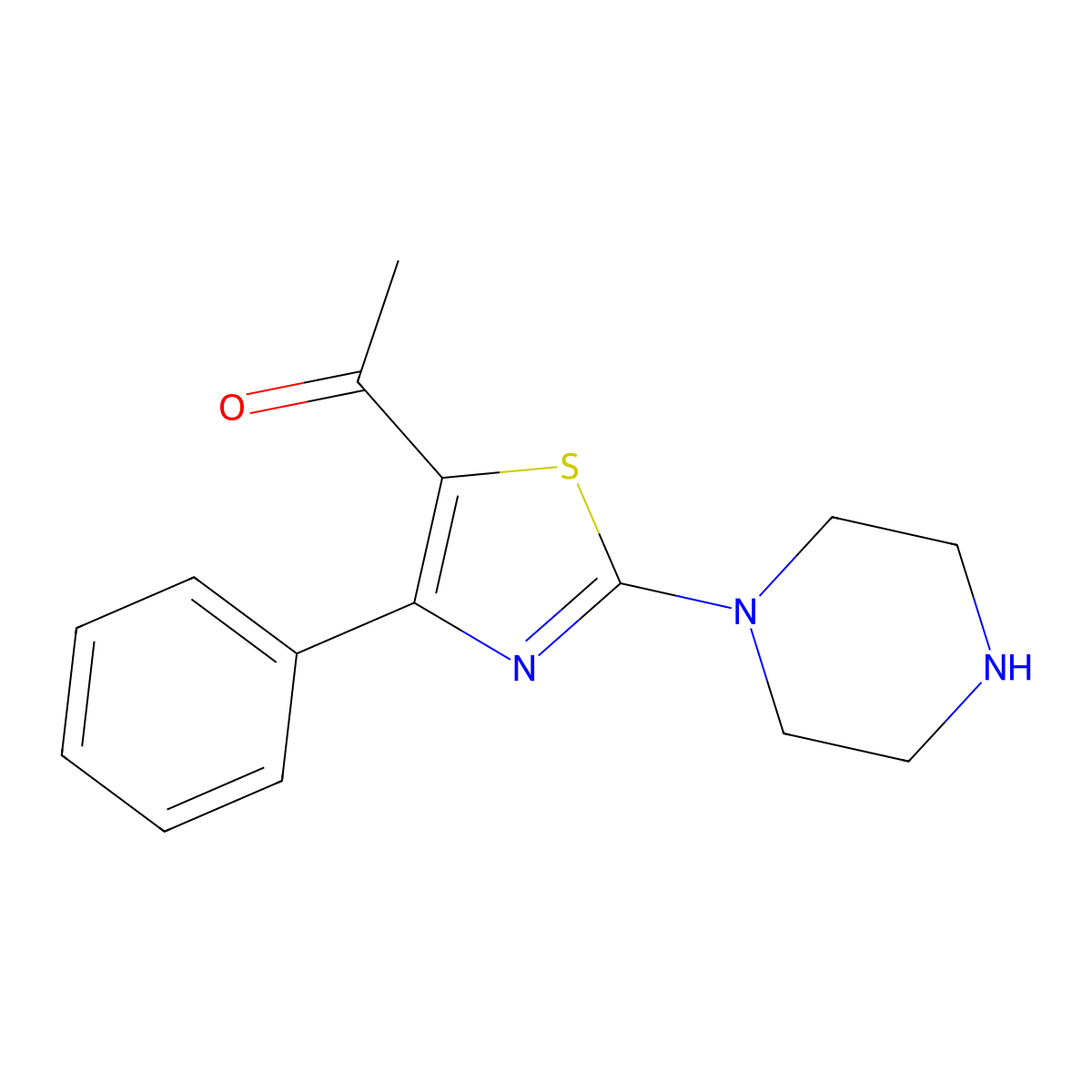1-(4-Phenyl-2-piperazin-1-yl-1,3-thiazol-5-yl)ethanone molecular structure, CAS 1283108-94-0