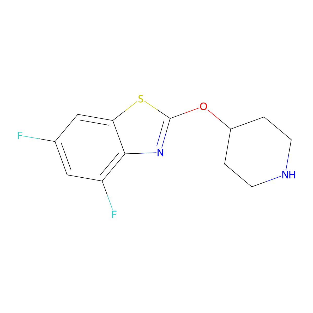 4,6-Difluoro-2-(piperidin-4-yloxy)-1,3-benzothiazole molecular structure, CAS 1283108-95-1