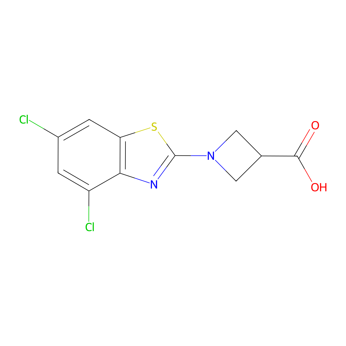 1-(4,6-Dichloro-1,3-benzothiazol-2-yl)azetidine-3-carboxylic acid molecular structure, CAS 1283108-98-4