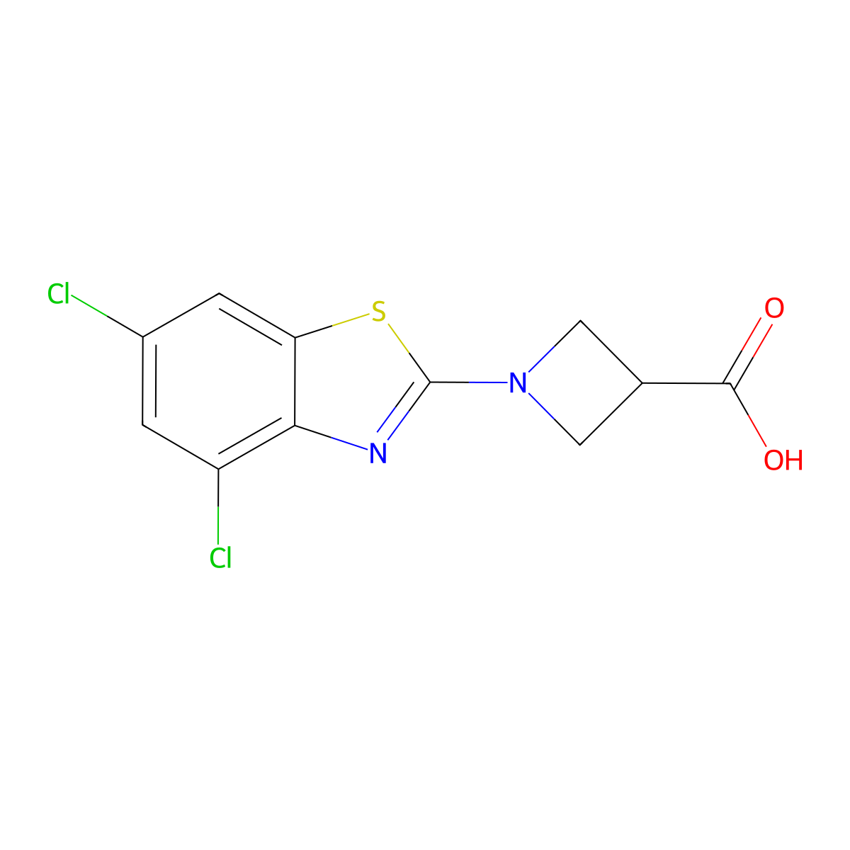 1-(4,6-Dichloro-1,3-benzothiazol-2-yl)azetidine-3-carboxylic acid molecular structure, CAS 1283108-98-4