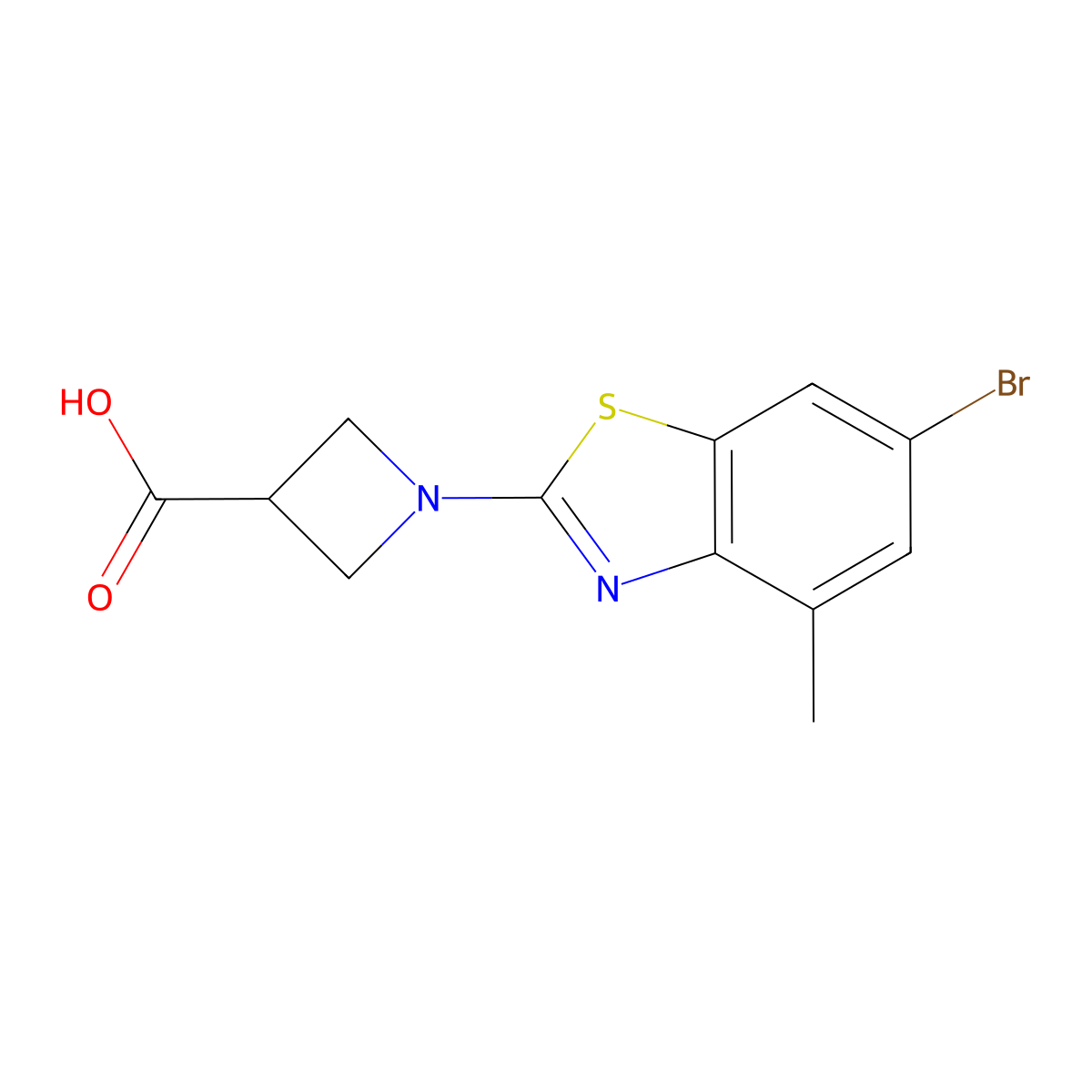 1-(6-Bromo-4-methyl-1,3-benzothiazol-2-yl)azetidine-3-carboxylic acid molecular structure, CAS 1283108-99-5