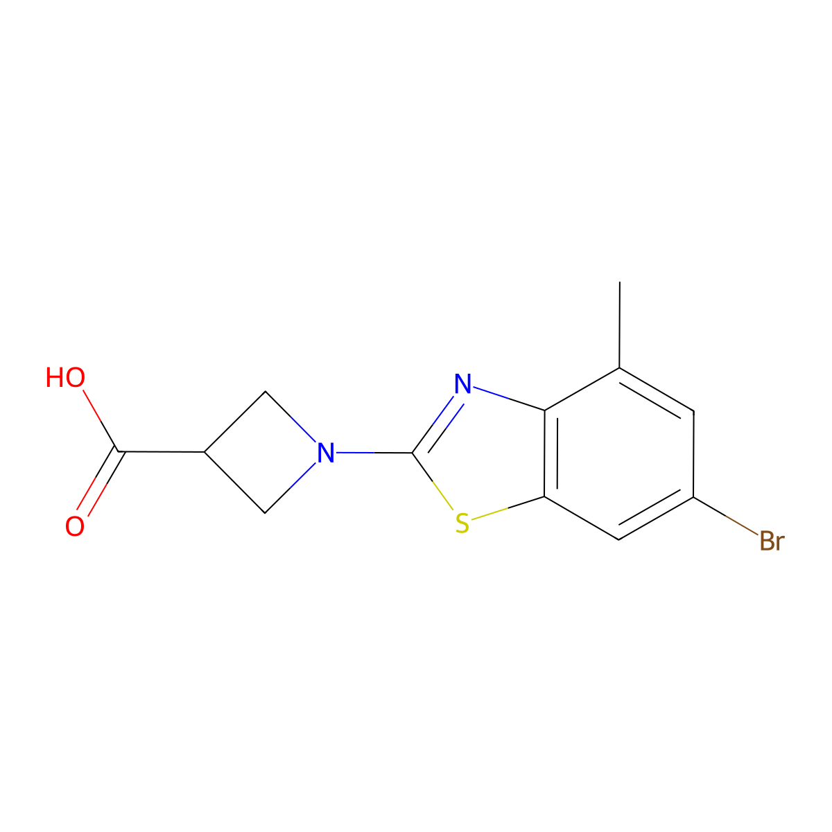 1-(6-Bromo-4-methyl-1,3-benzothiazol-2-yl)azetidine-3-carboxylic acid molecular structure, CAS 1283108-99-5
