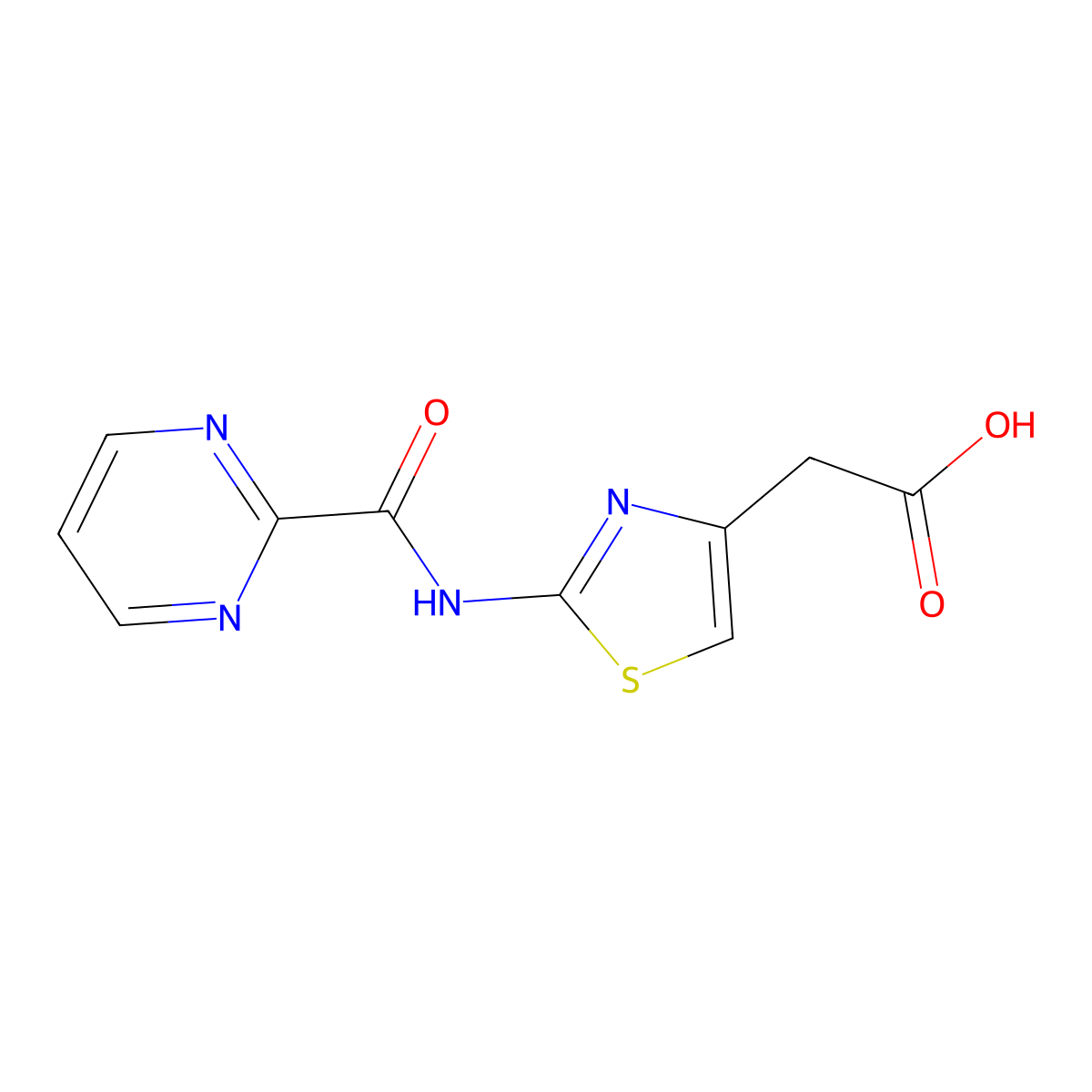 2-(2-(Pyrimidine-2-carboxamido)thiazol-4-yl)acetic acid molecular structure, CAS 1283109-10-3