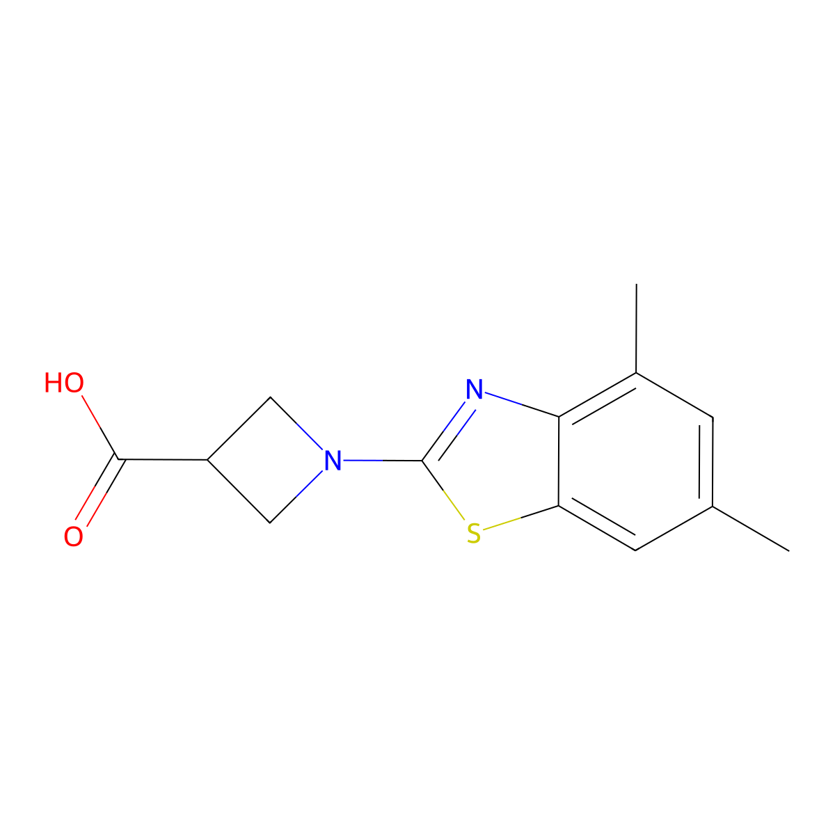 1-(4,6-Dimethyl-1,3-benzothiazol-2-yl)azetidine-3-carboxylic acid molecular structure, CAS 1283109-11-4