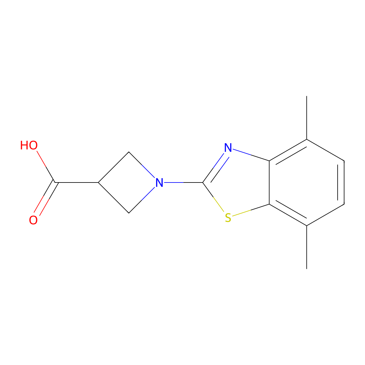 1-(4,7-Dimethyl-1,3-benzothiazol-2-yl)azetidine-3-carboxylic acid molecular structure, CAS 1283109-12-5