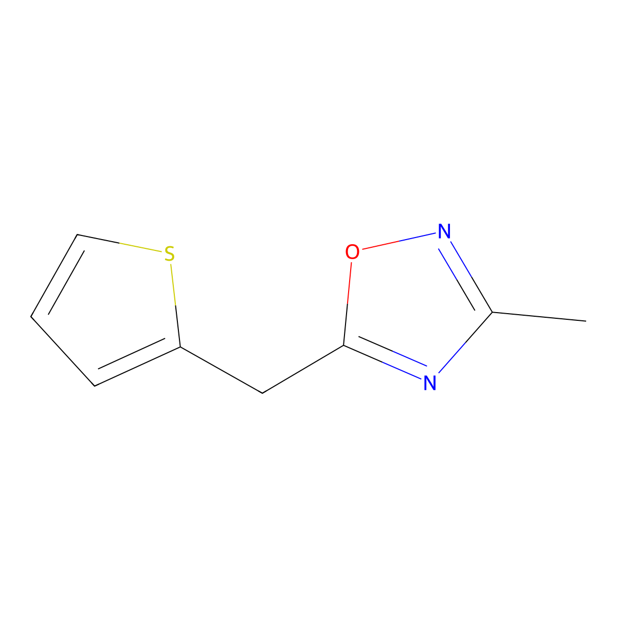 3-Methyl-5-(thiophen-2-ylmethyl)-1,2,4-oxadiazole molecular structure, CAS 1283109-13-6