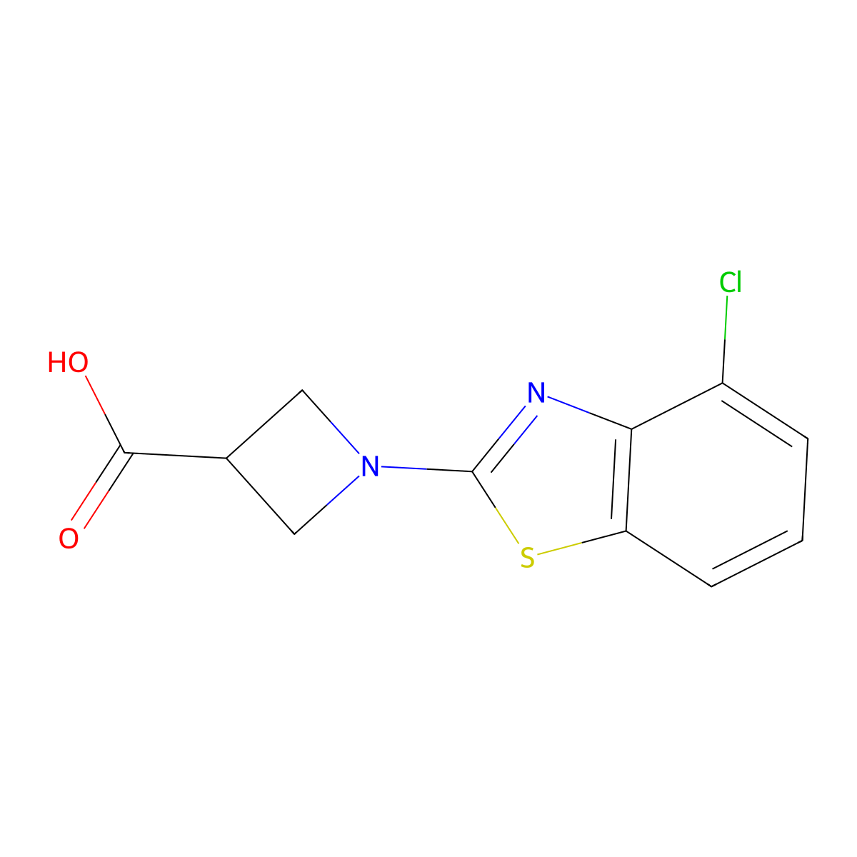 1-(4-Chloro-1,3-benzothiazol-2-yl)azetidine-3-carboxylic acid molecular structure, CAS 1283109-14-7