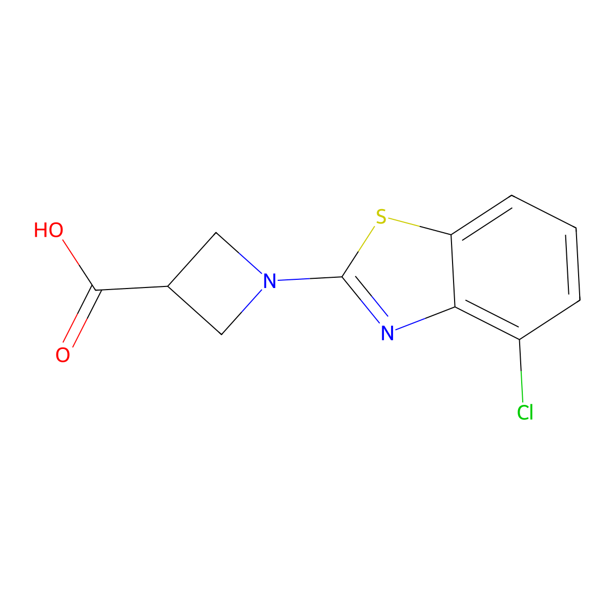 1-(4-Chloro-1,3-benzothiazol-2-yl)azetidine-3-carboxylic acid molecular structure, CAS 1283109-14-7