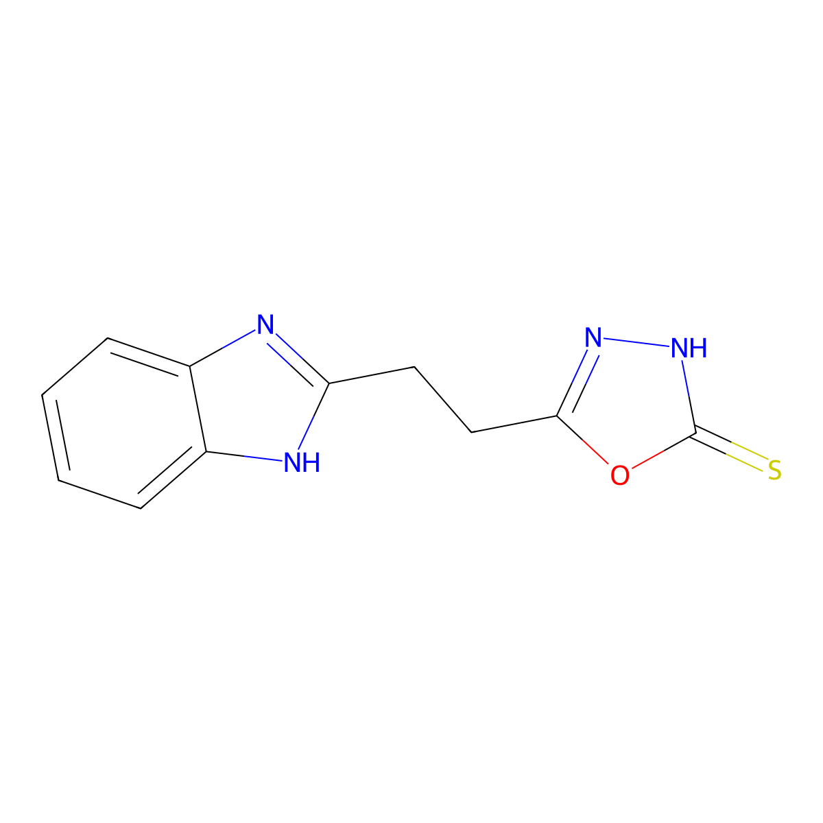5-[2-(1H-benzimidazol-2-yl)ethyl]-1,3,4-oxadiazole-2-thiol molecular structure, CAS 1283109-16-9