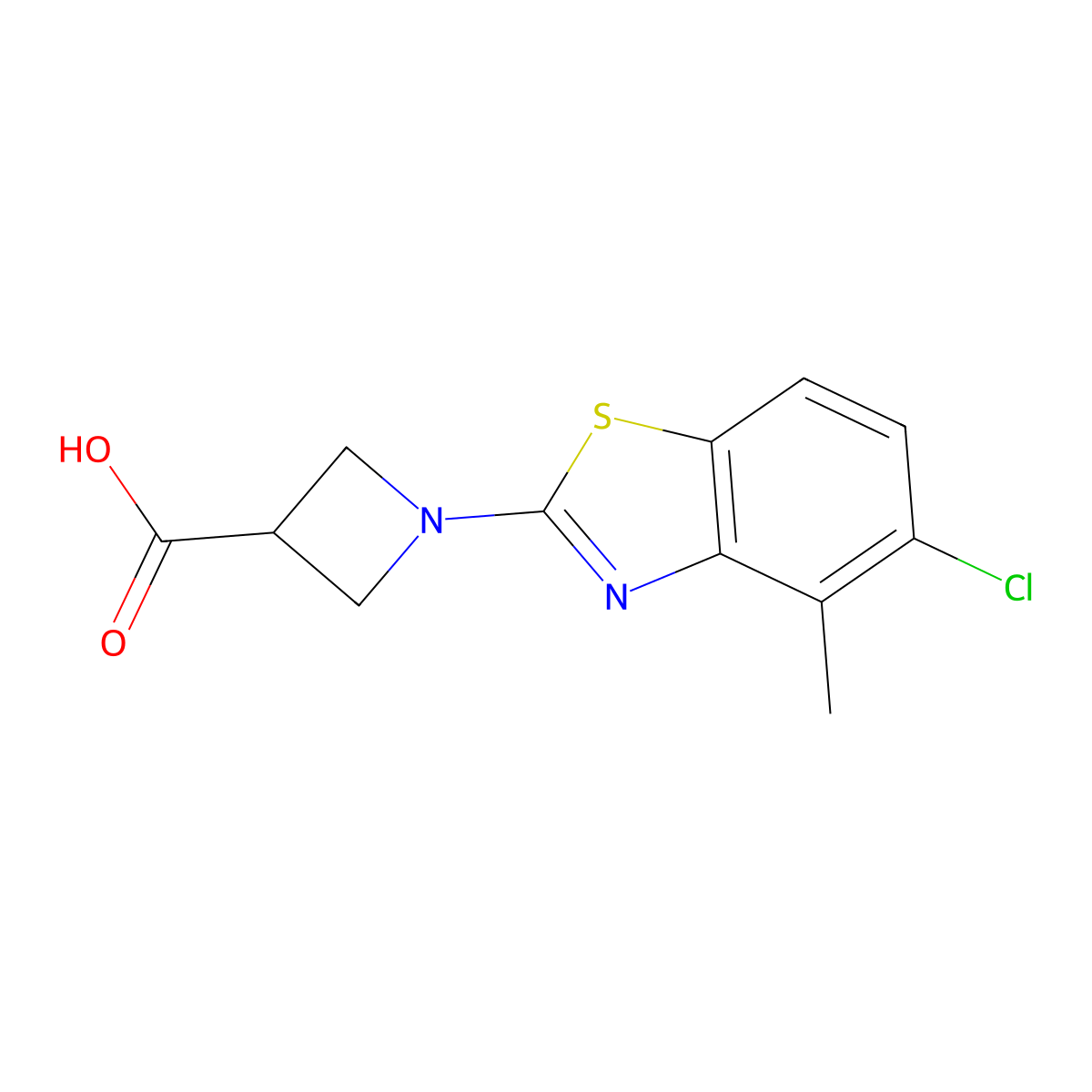 1-(5-Chloro-4-methyl-1,3-benzothiazol-2-yl)azetidine-3-carboxylic acid molecular structure, CAS 1283109-24-9