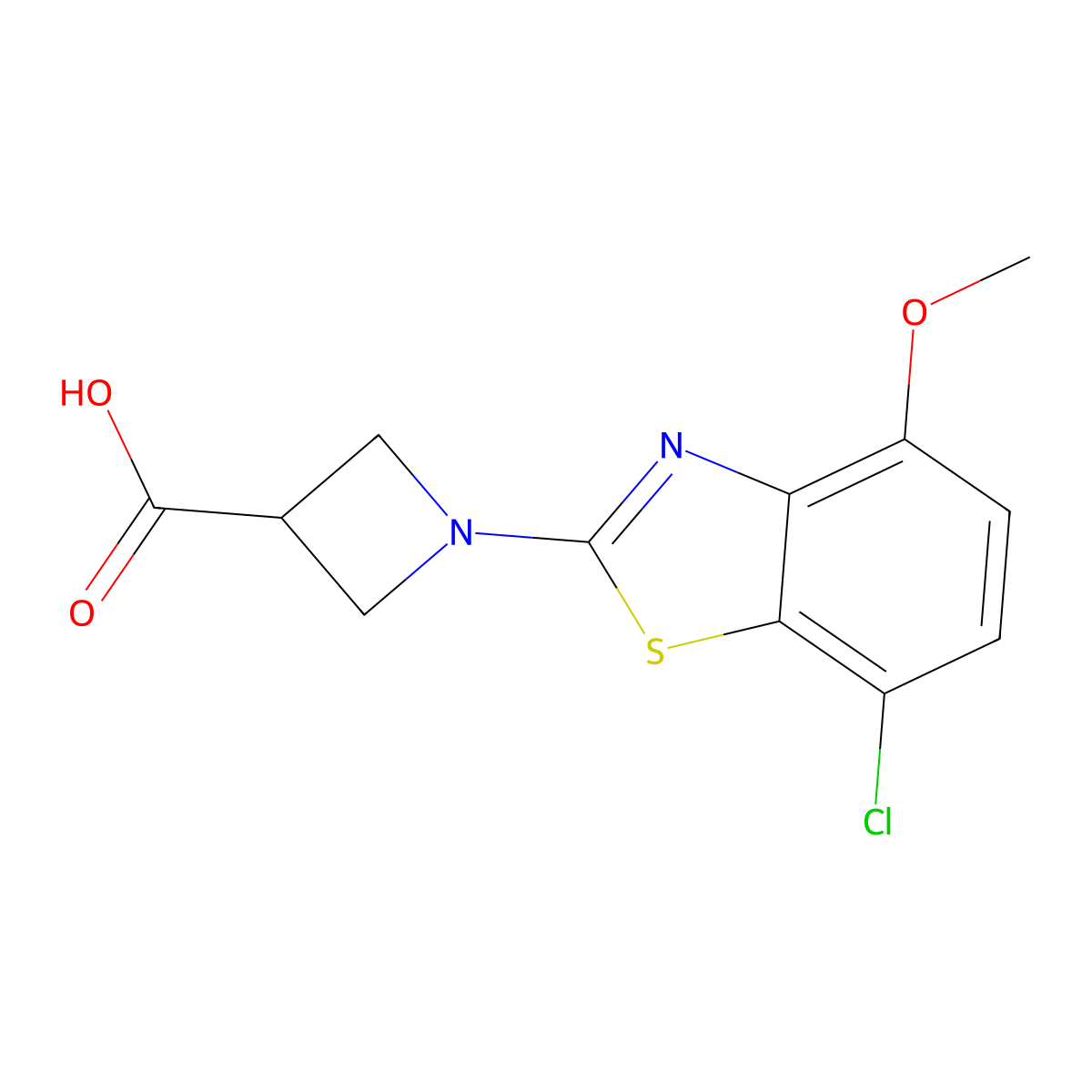 1-(7-Chloro-4-methoxy-1,3-benzothiazol-2-yl)azetidine-3-carboxylic acid molecular structure, CAS 1283109-25-0