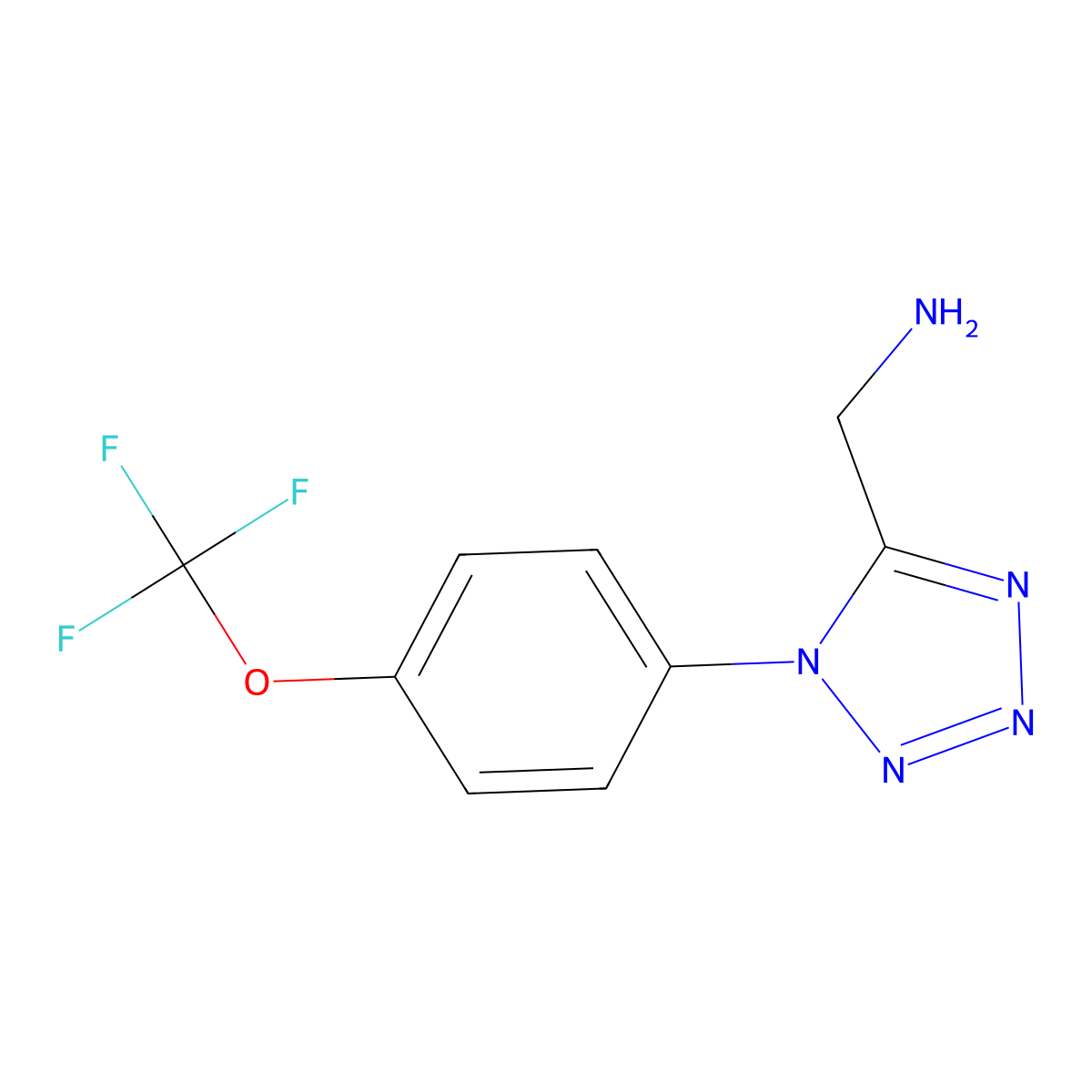 {1-[4-(trifluoromethoxy)phenyl]-1H-1,2,3,4-tetrazol-5-yl}methanamine molecular structure, CAS 1283109-28-3