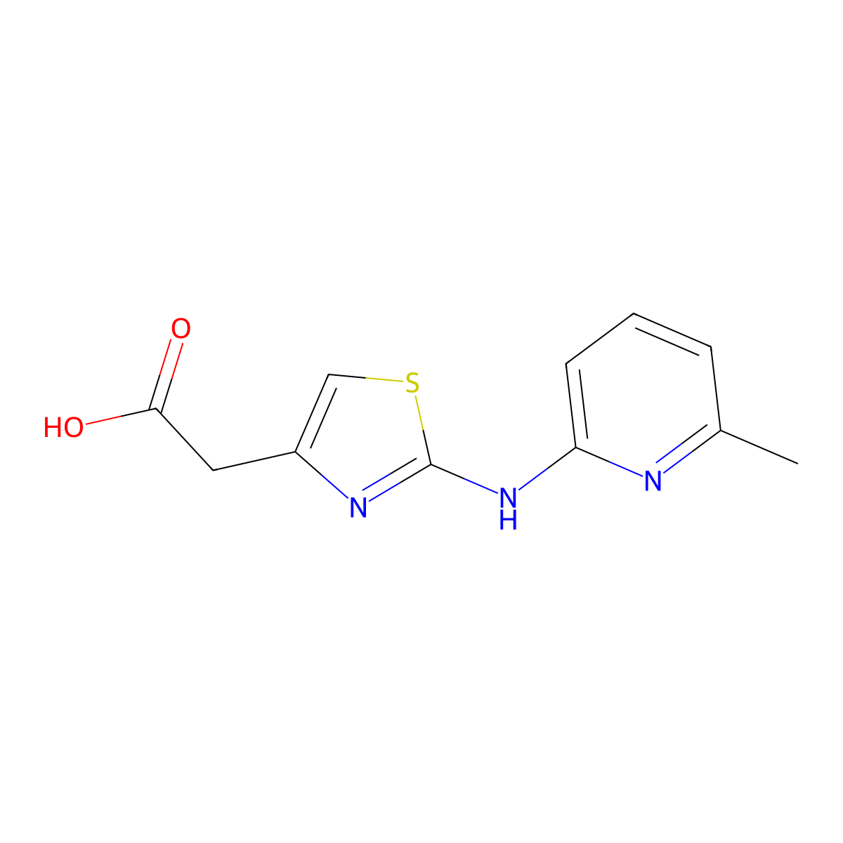 {2-[(6-Methylpyridin-2-yl)amino]-1,3-thiazol-4-yl}acetic acid molecular structure, CAS 1283109-29-4