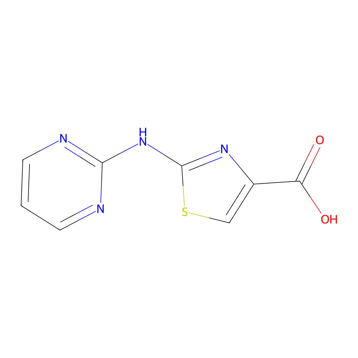 2-(Pyrimidin-2-ylamino)-1,3-thiazole-4-carboxylic acid molecular structure, CAS 1283109-30-7