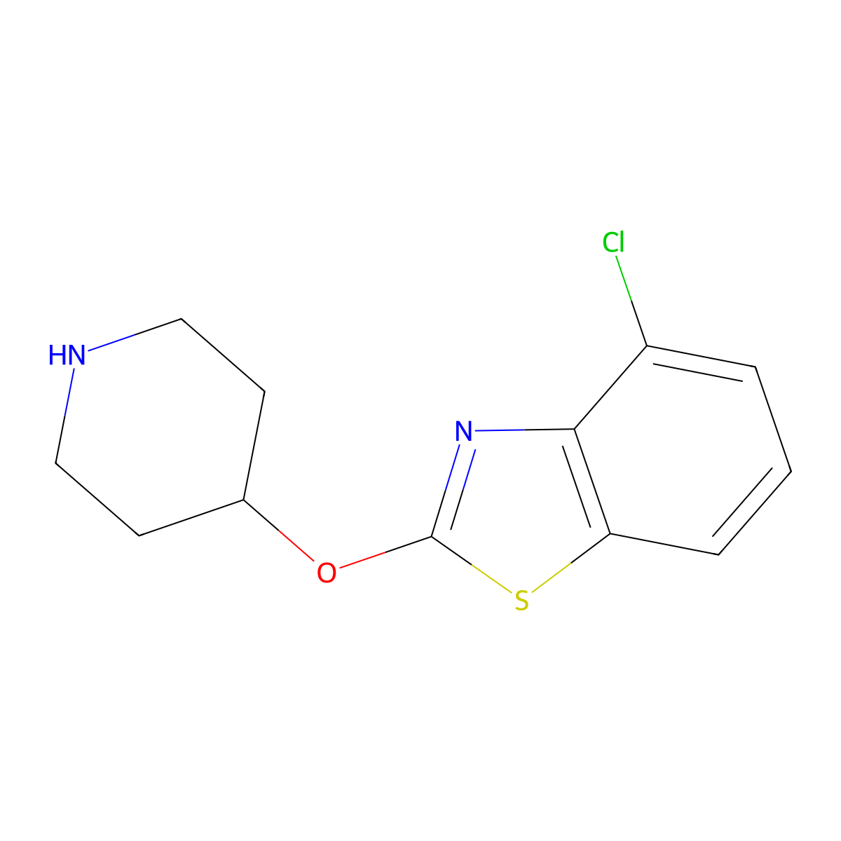 4-Chloro-2-(piperidin-4-yloxy)-1,3-benzothiazole molecular structure, CAS 1283109-41-0
