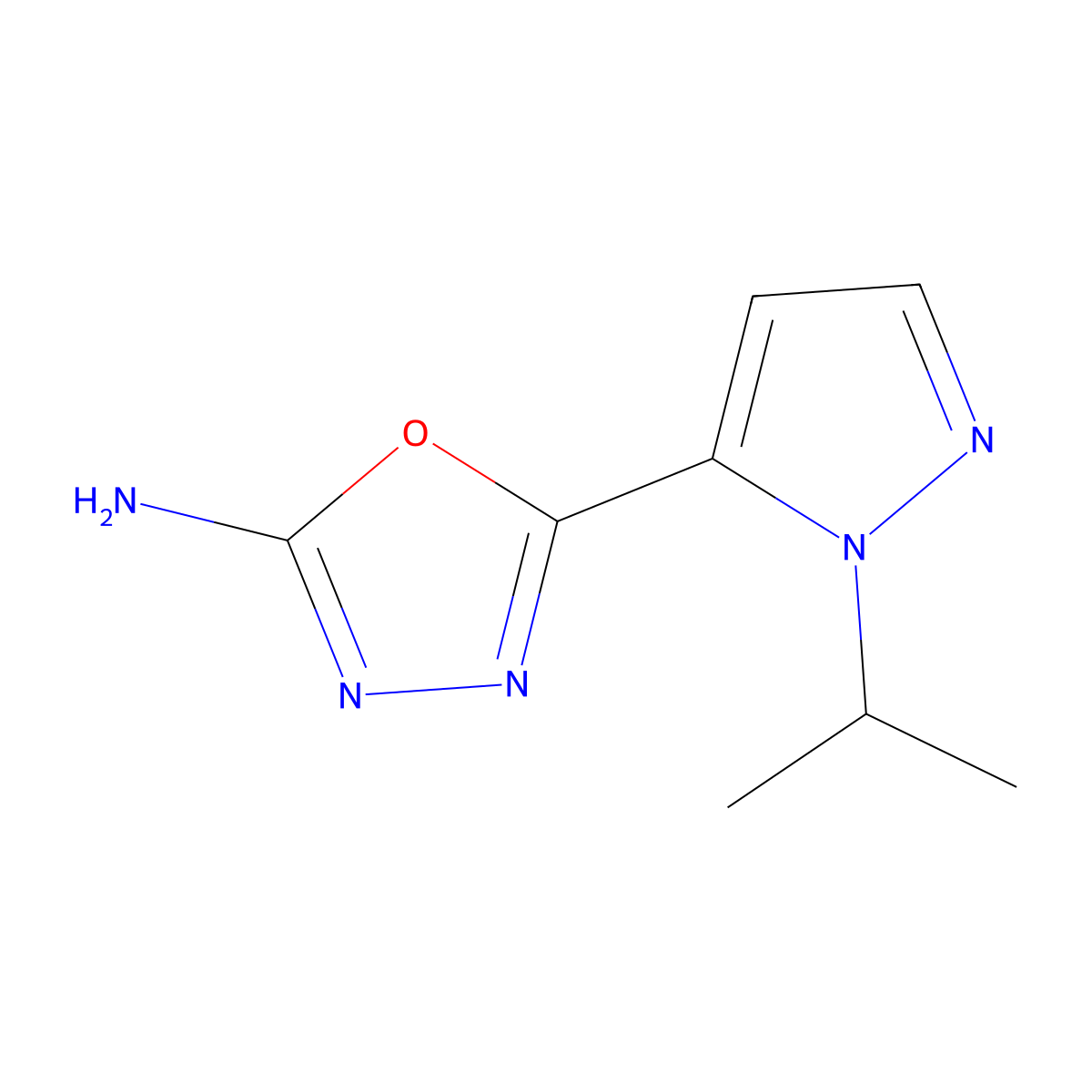 5-(1-isopropyl-1H-pyrazol-5-yl)-1,3,4-oxadiazol-2-amine molecular structure, CAS 1283109-42-1