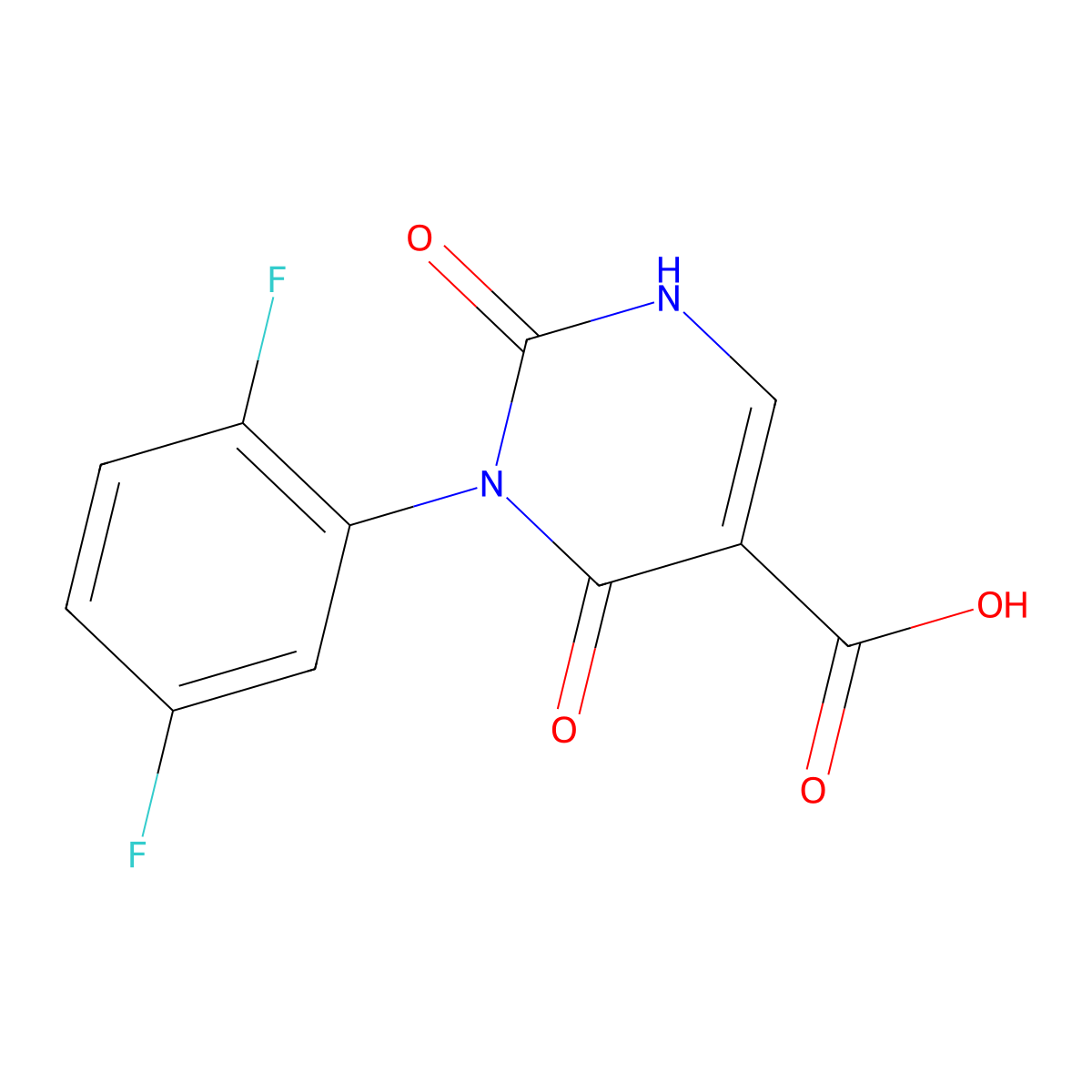 3-(2,5-Difluorophenyl)-2,4-dioxo-1,2,3,4-tetrahydropyrimidine-5-carboxylic acid molecular structure, CAS 1283109-46-5
