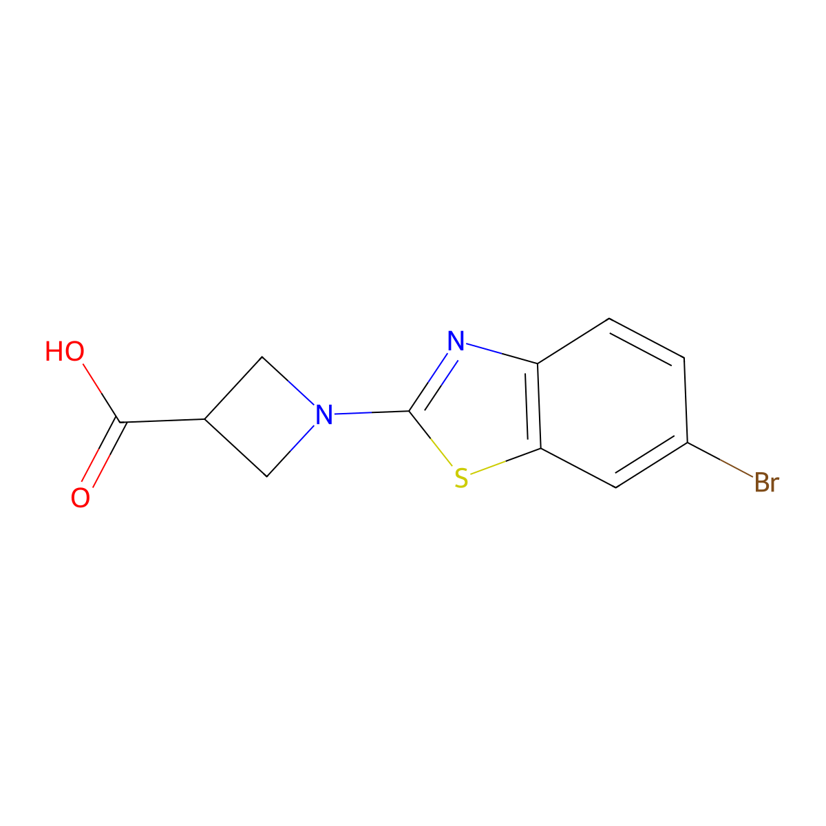 1-(6-Bromo-1,3-benzothiazol-2-yl)azetidine-3-carboxylic acid molecular structure, CAS 1283109-52-3