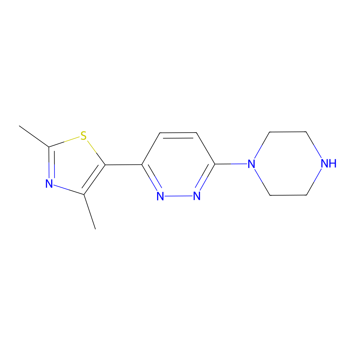 3-(2,4-Dimethyl-1,3-thiazol-5-yl)-6-piperazin-1-ylpyridazine molecular structure, CAS 1283109-56-7