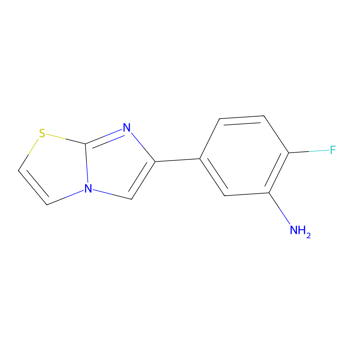 (2-Fluoro-5-imidazo[2,1-b][1,3]thiazol-6-ylphenyl)amine molecular structure, CAS 1283109-57-8