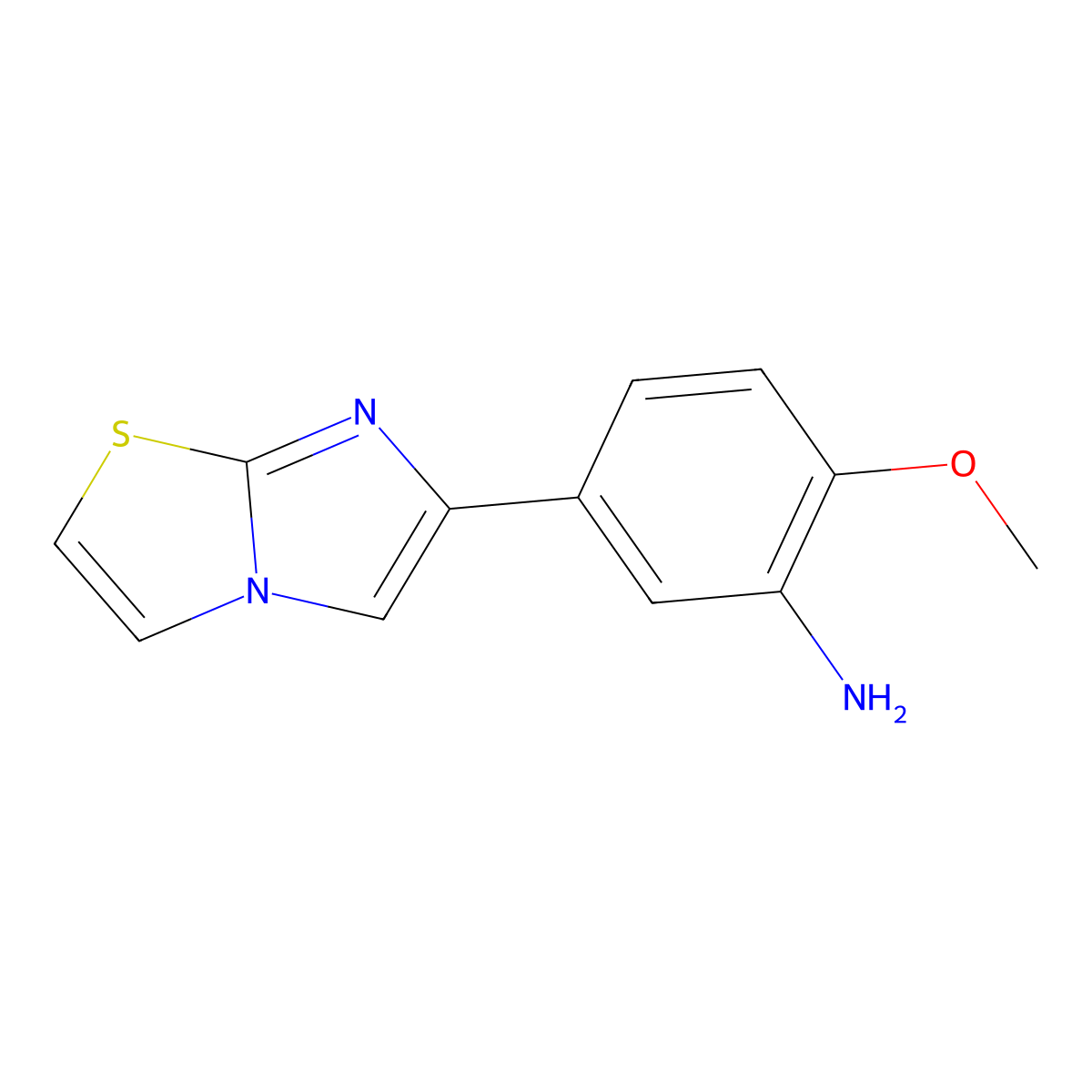 (5-Imidazo[2,1-b][1,3]thiazol-6-yl-2-methoxyphenyl)amine molecular structure, CAS 1283109-58-9