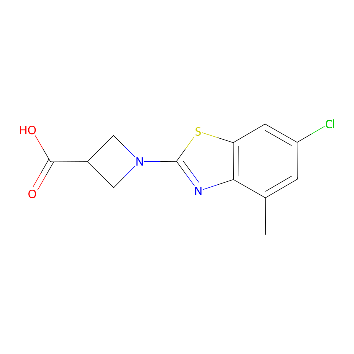 1-(6-Chloro-4-methyl-1,3-benzothiazol-2-yl)azetidine-3-carboxylic acid molecular structure, CAS 1283109-61-4