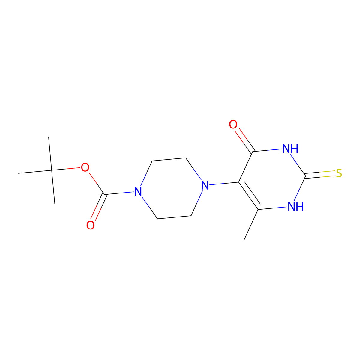 Tert-butyl 4-(6-methyl-4-oxo-2-thioxo-1,2,3,4-tetrahydropyrimidin-5-yl)piperazine-1-carboxylate molecular structure, CAS 1283109-67-0