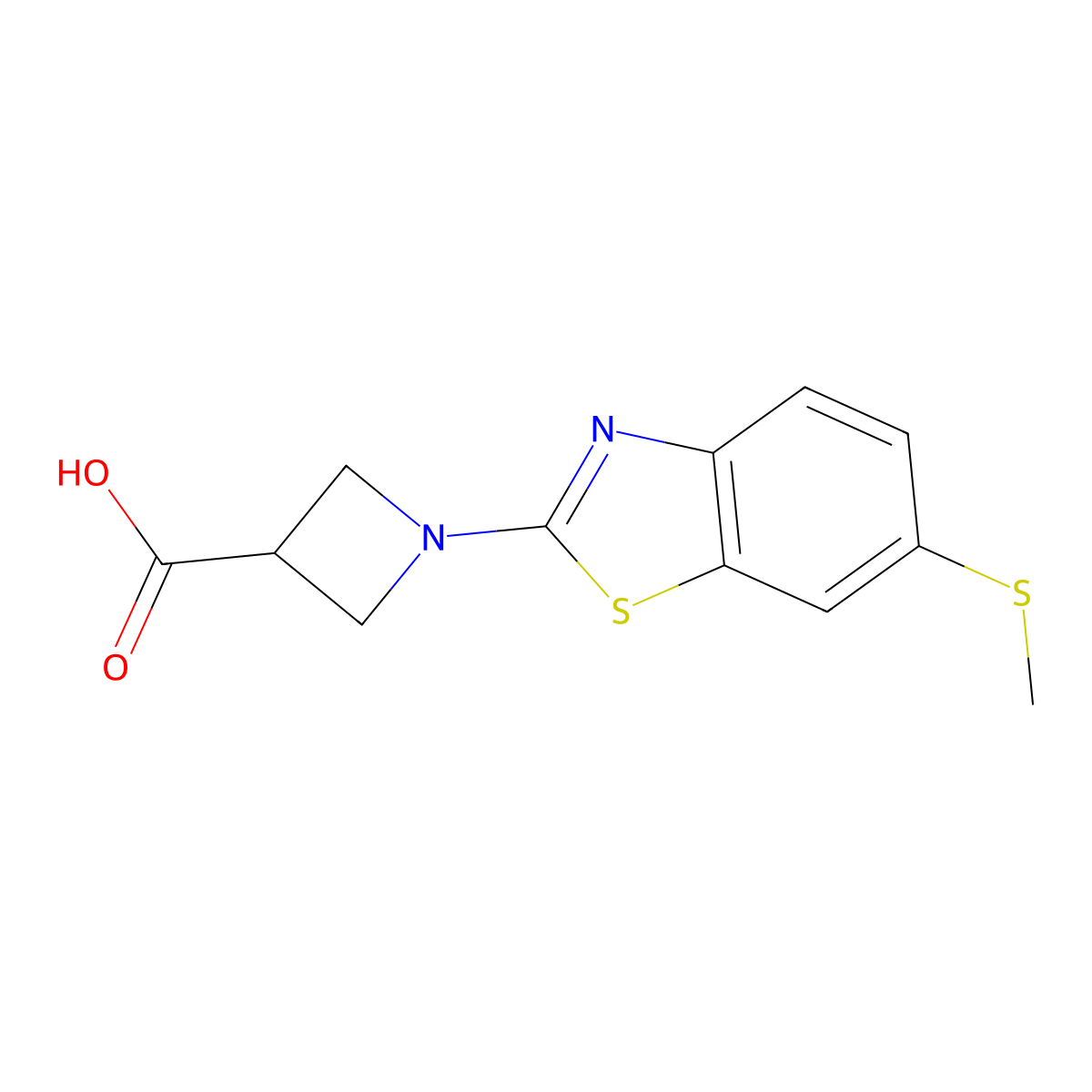 1-[6-(Methylthio)-1,3-benzothiazol-2-yl]azetidine-3-carboxylic acid molecular structure, CAS 1283109-68-1
