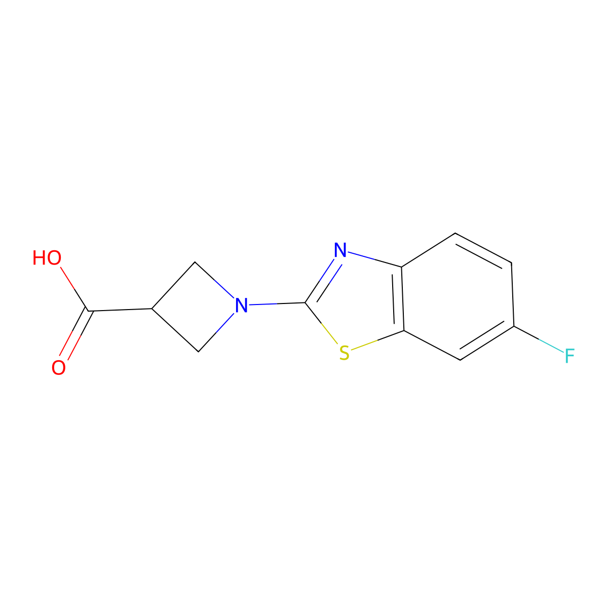 1-(6-Fluoro-1,3-benzothiazol-2-yl)azetidine-3-carboxylic acid molecular structure, CAS 1283109-69-2