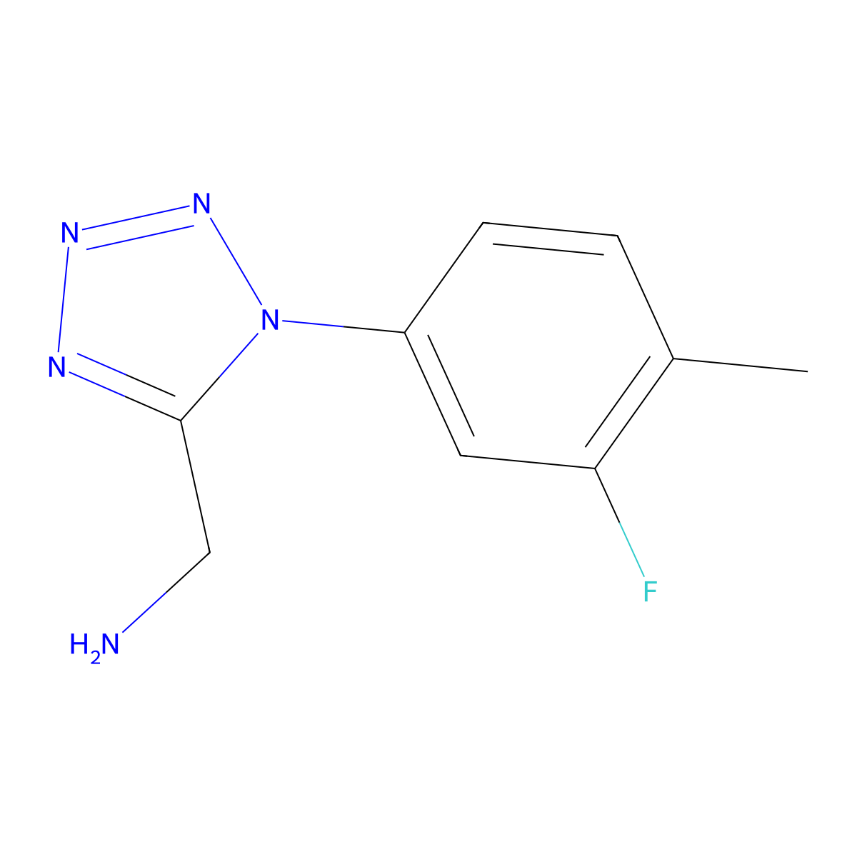 [1-(3-fluoro-4-methylphenyl)-1H-1,2,3,4-tetrazol-5-yl]methanamine molecular structure, CAS 1283109-70-5