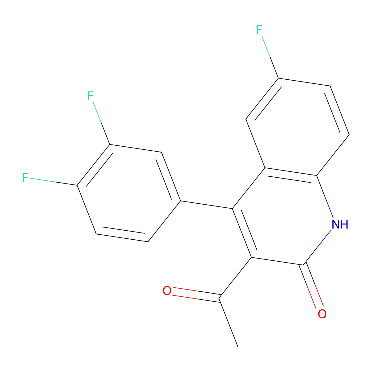 3-acetyl-4-(3,4-difluorophenyl)-6-fluoroquinolin-2(1H)-one molecular structure, CAS 1283109-72-7