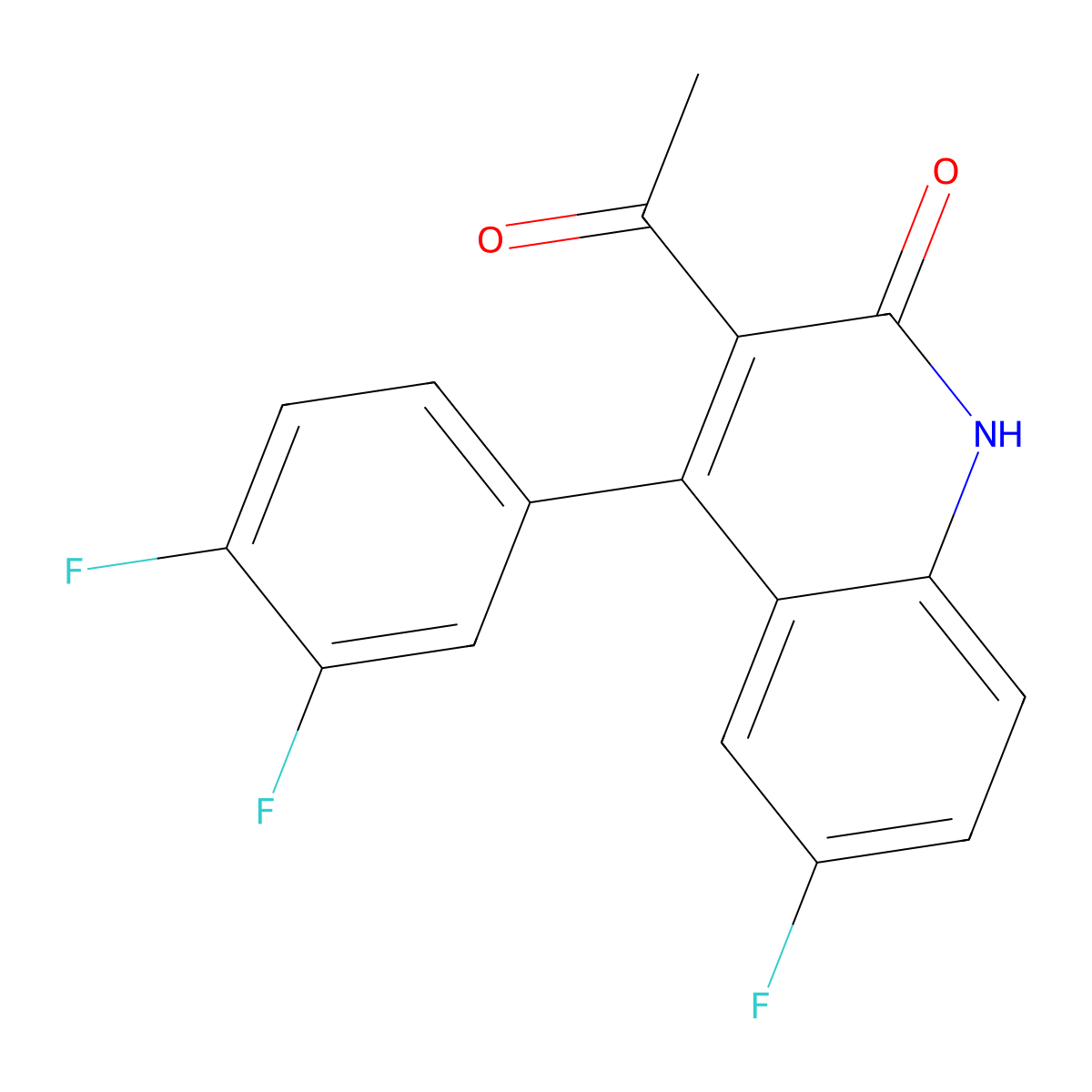 3-acetyl-4-(3,4-difluorophenyl)-6-fluoroquinolin-2(1H)-one molecular structure, CAS 1283109-72-7