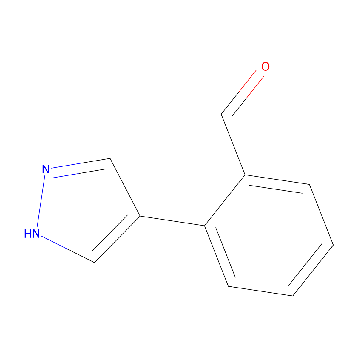 2-(1H-pyrazol-4-yl)benzaldehyde molecular structure, CAS 1283119-12-9