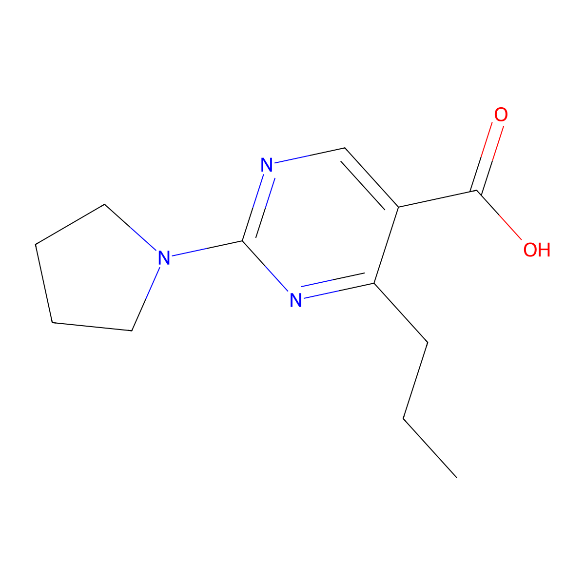 4-Propyl-2-pyrrolidin-1-ylpyrimidine-5-carboxylic acid molecular structure, CAS 1283123-97-6