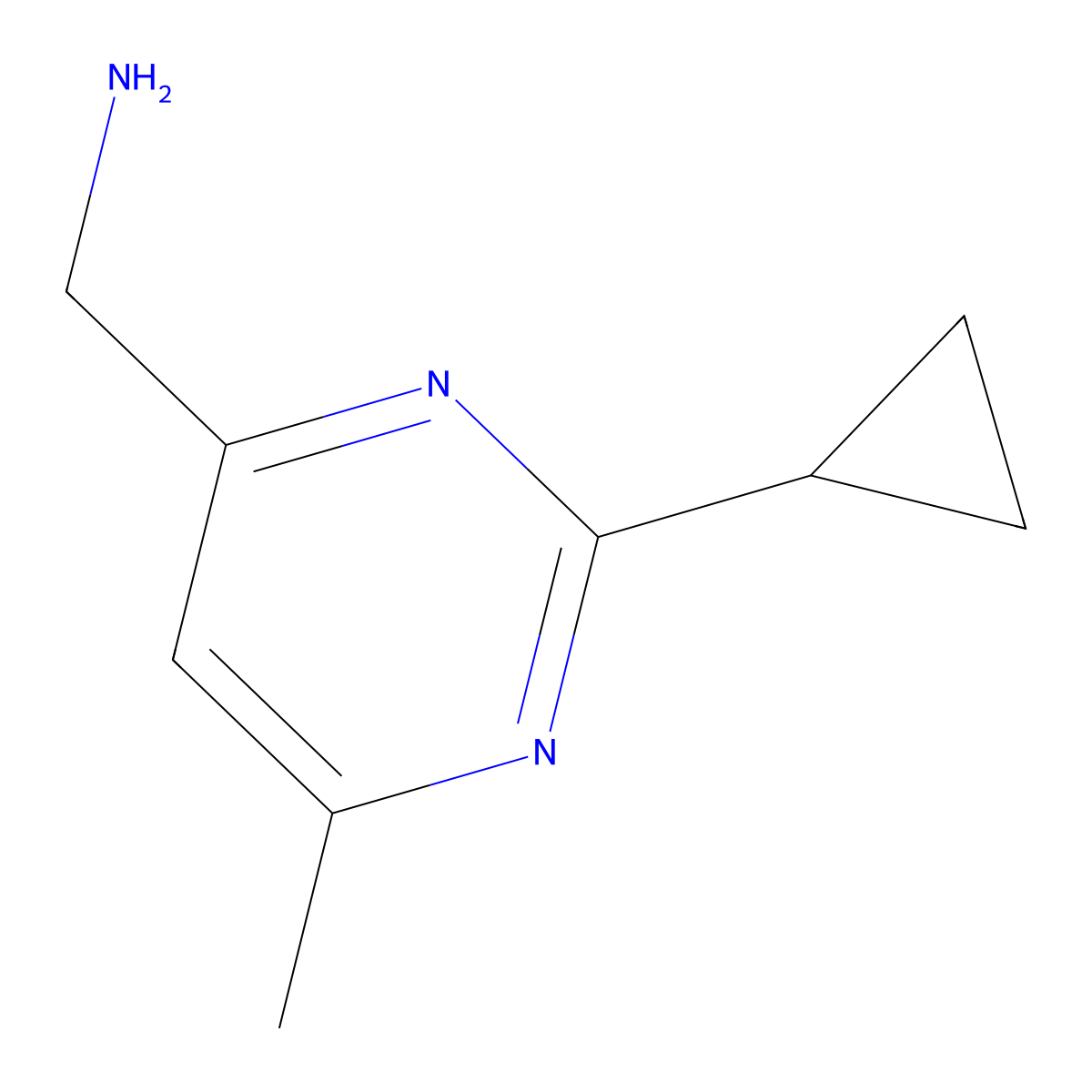 (2-Cyclopropyl-6-methylpyrimidin-4-yl)methanamine molecular structure, CAS 1283133-86-7