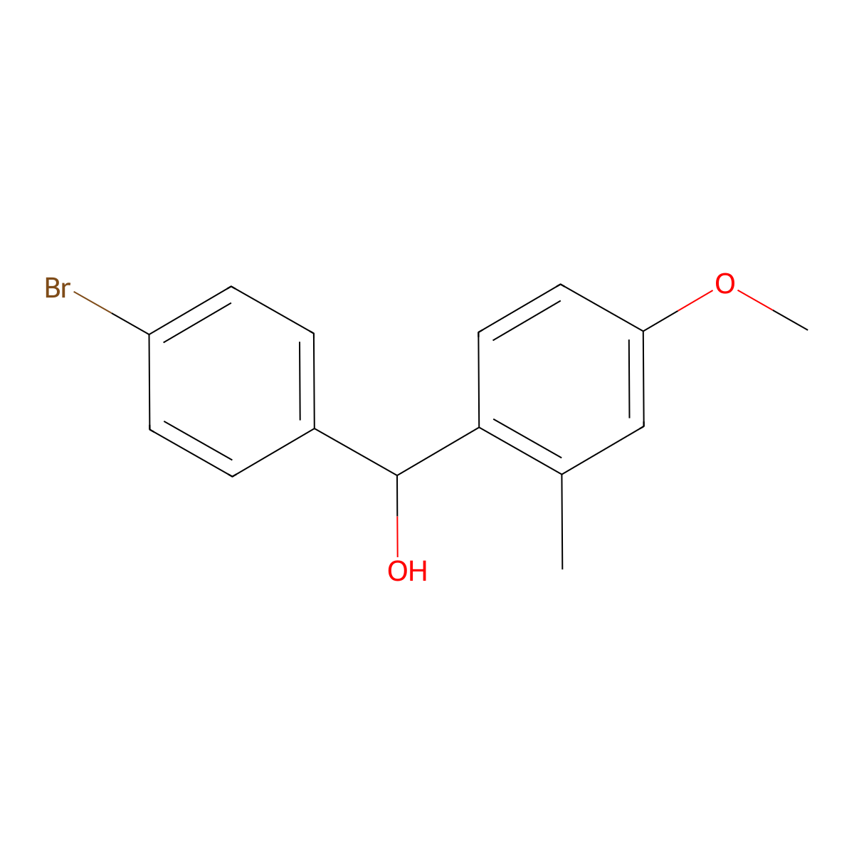 (4-Bromophenyl)(4-methoxy-2-methylphenyl)methanol molecular structure, CAS 1283139-21-8