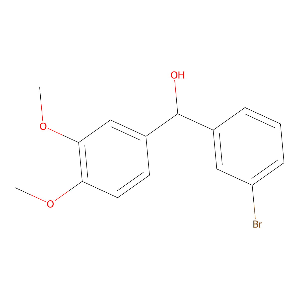 (3-Bromophenyl)(3,4-dimethoxyphenyl)methanol molecular structure, CAS 1283139-60-5