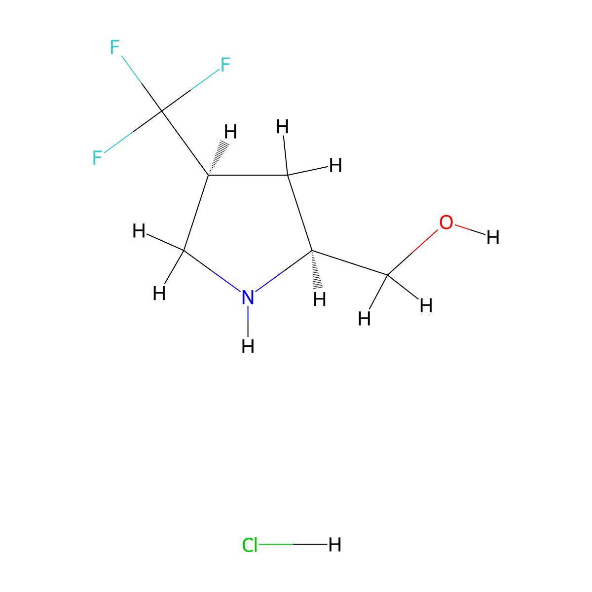 [(2S,4S)-4-(trifluoromethyl)pyrrolidin-2-yl]methanol hydrochloride molecular structure, CAS 1283146-07-5