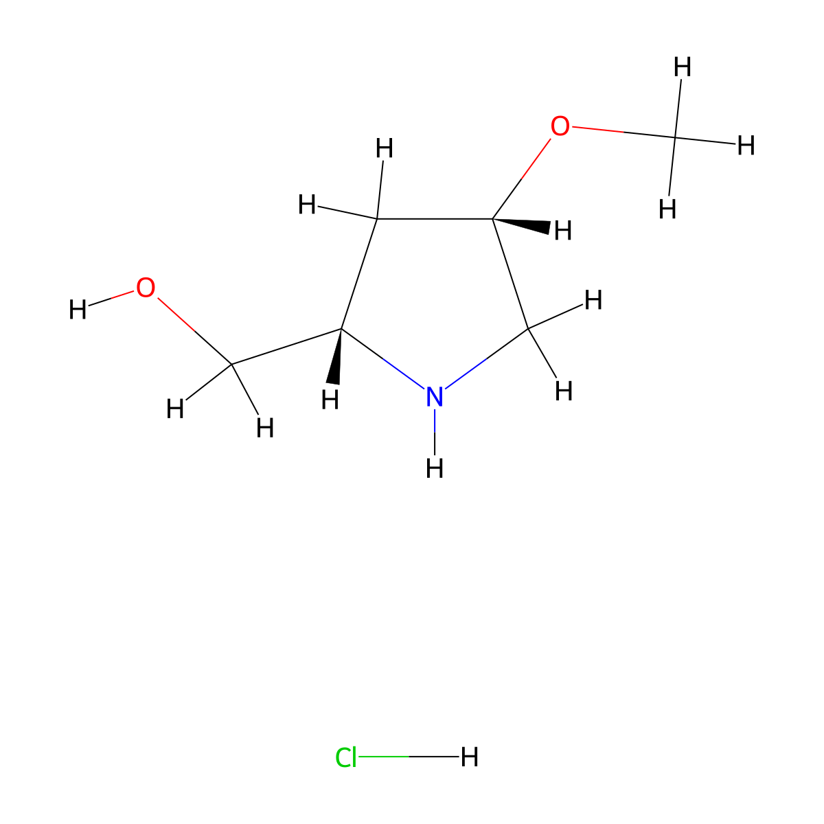 ((2S,4S)-4-Methoxypyrrolidin-2-yl)methanol hydrochloride molecular structure, CAS 1283146-40-6