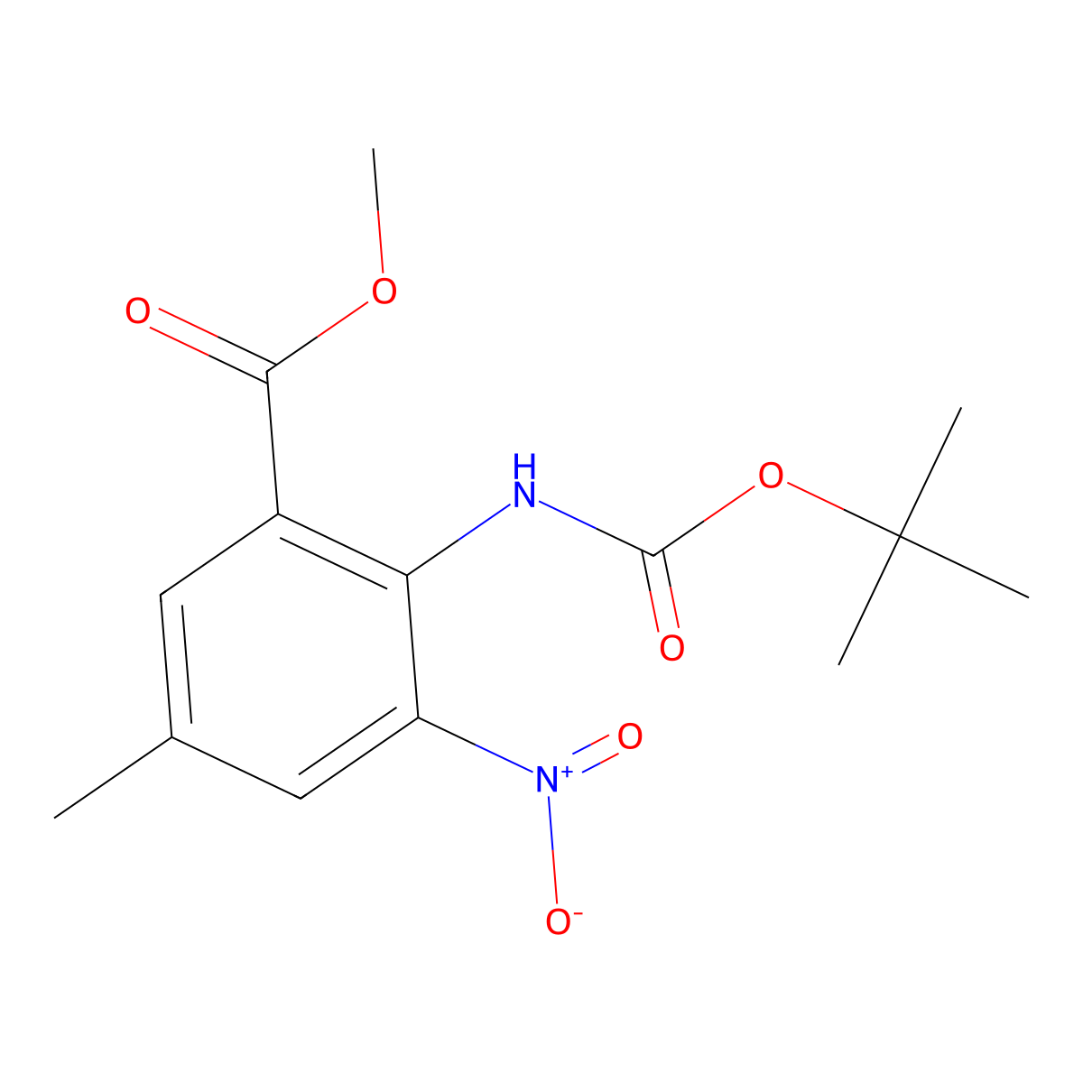 Methyl 2-{[(tert-butoxy)carbonyl]amino}-5-methyl-3-nitrobenzoate molecular structure, CAS 1283178-79-9